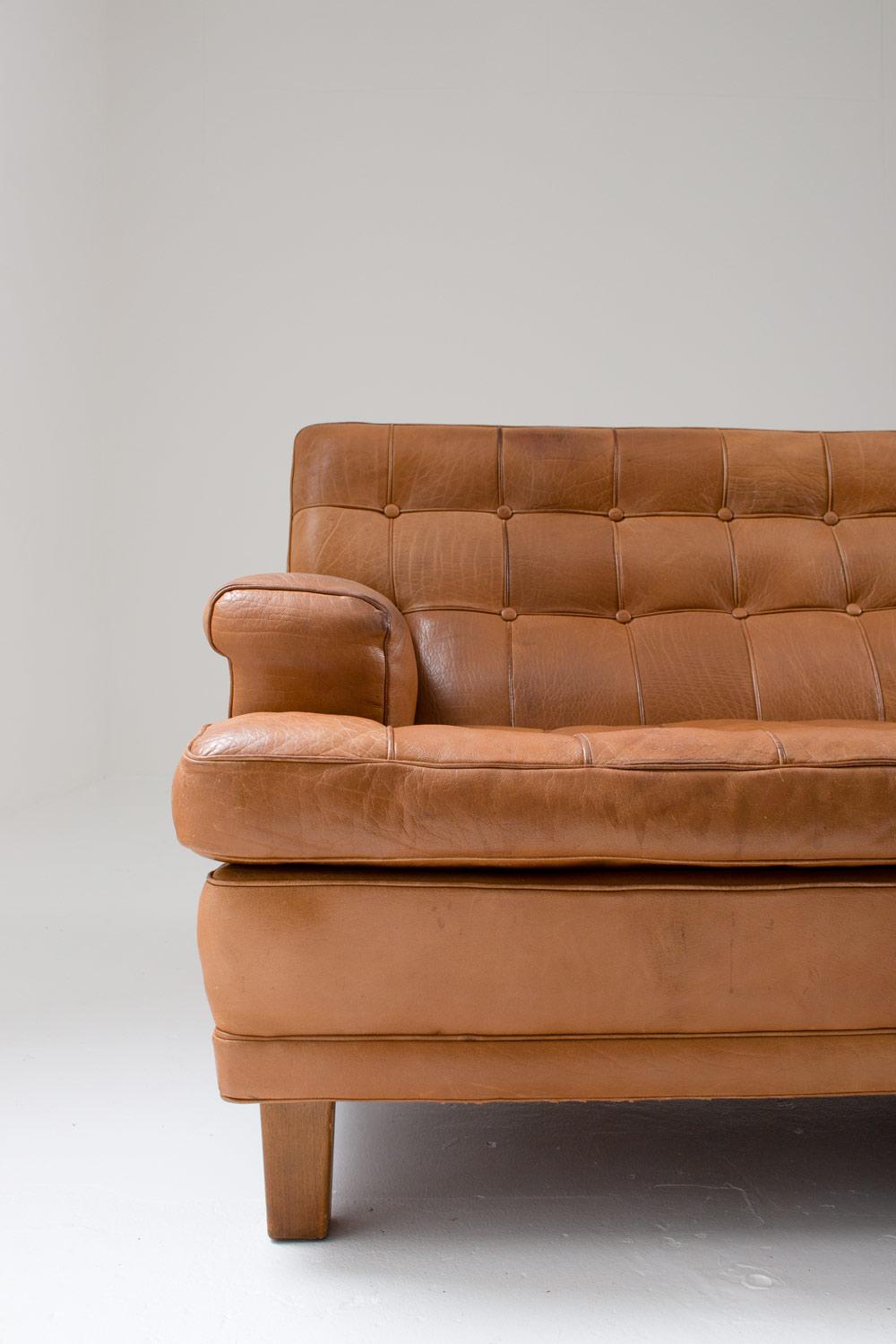 Leather Midcentury Swedish Sofa 