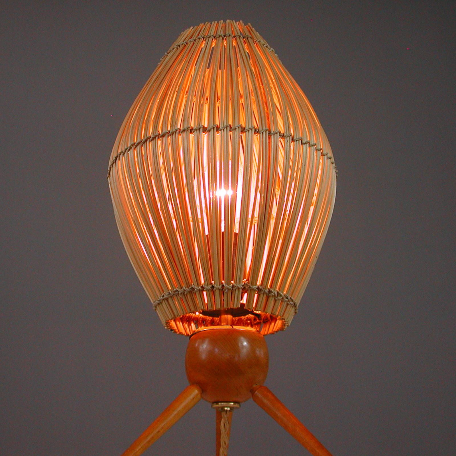Midcentury Swedish Teak and Rattan Table Lamp, 1950s For Sale 9