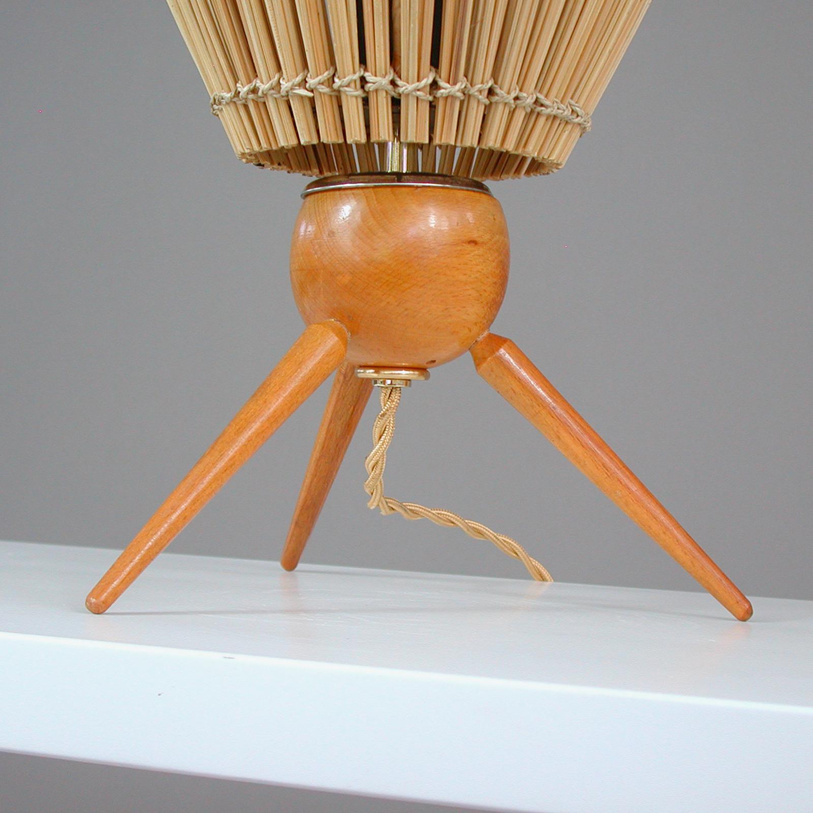 Midcentury Swedish Teak and Rattan Table Lamp, 1950s For Sale 10
