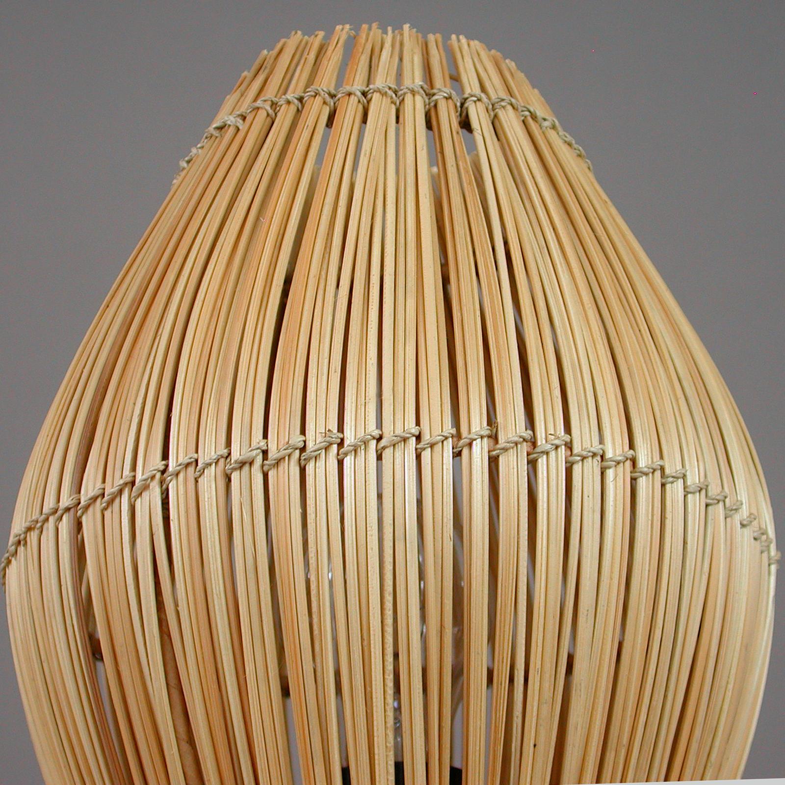 Midcentury Swedish Teak and Rattan Table Lamp, 1950s For Sale 3