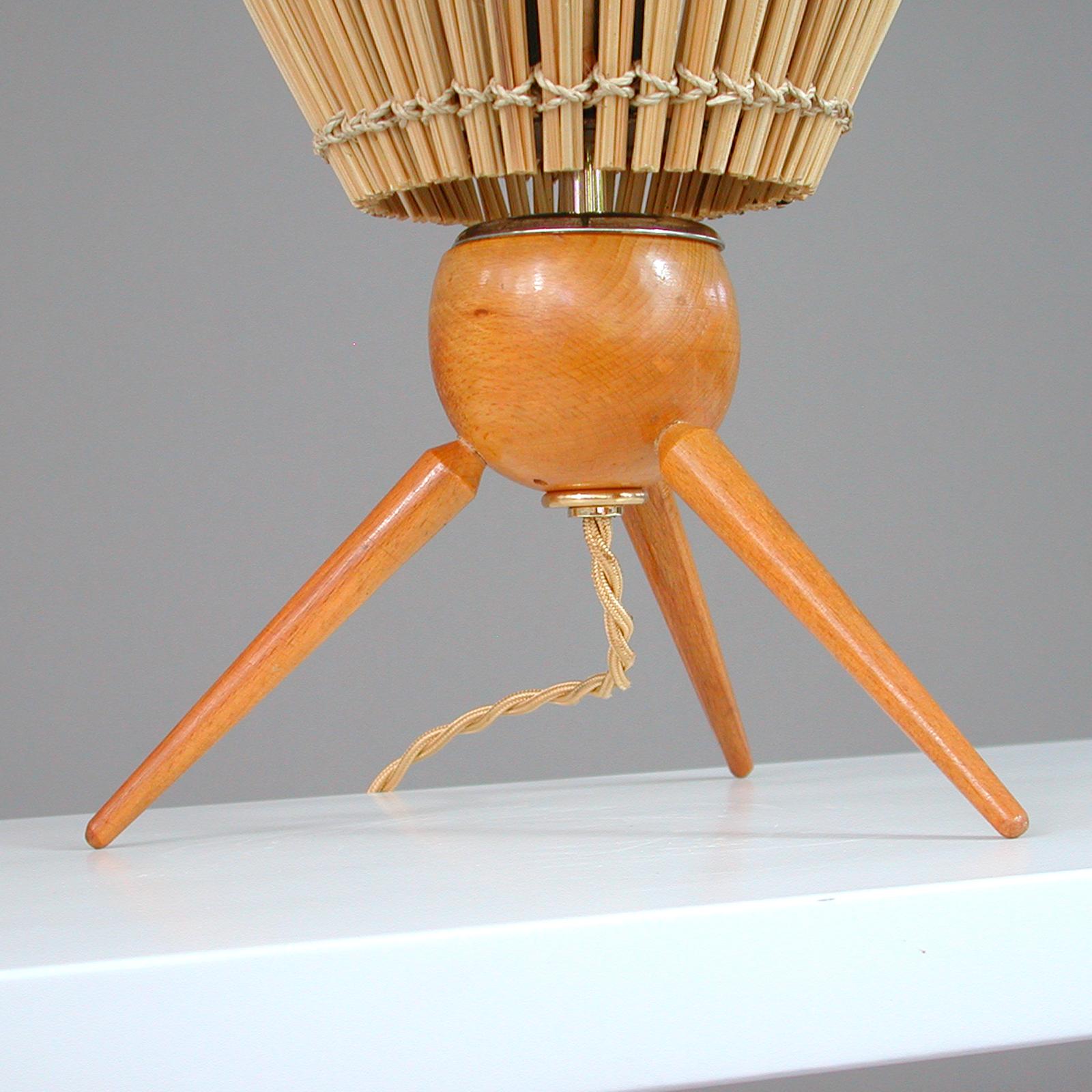 Midcentury Swedish Teak and Rattan Table Lamp, 1950s For Sale 4