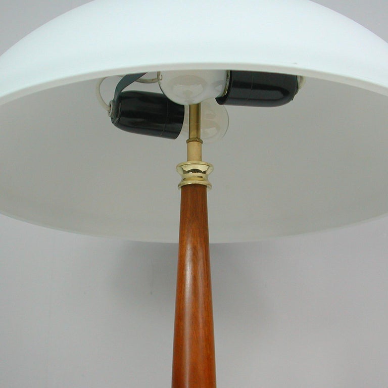 Midcentury Swedish Teak, Brass and Frosted Glass Table Lamp by Böhlmarks, 1950s For Sale 4
