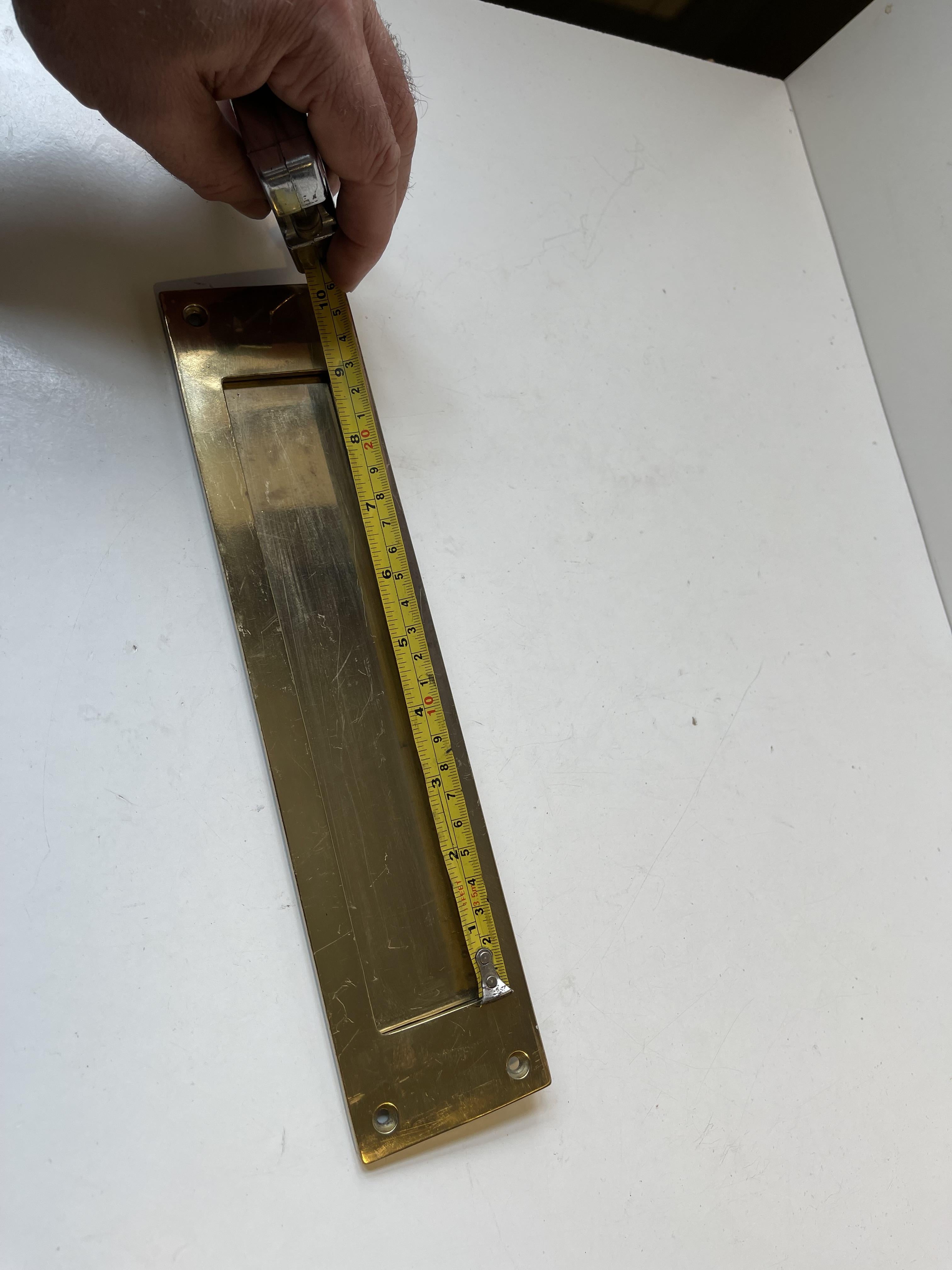 Midcentury Swedish Wide Brass Door Letter Slot - Plate by Gamleby Norden For Sale 5