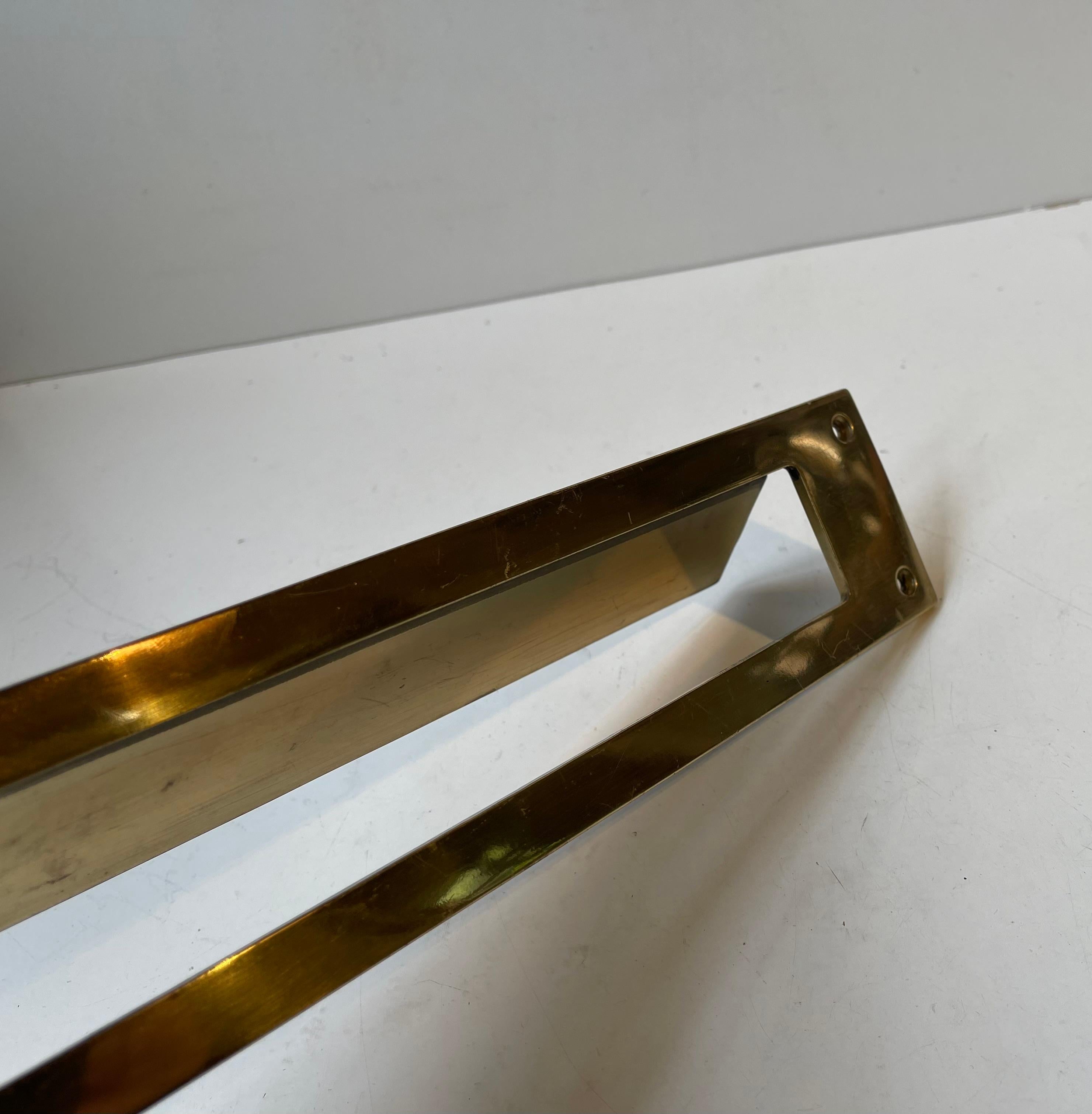 Scandinavian Modern Midcentury Swedish Wide Brass Door Letter Slot - Plate by Gamleby Norden For Sale