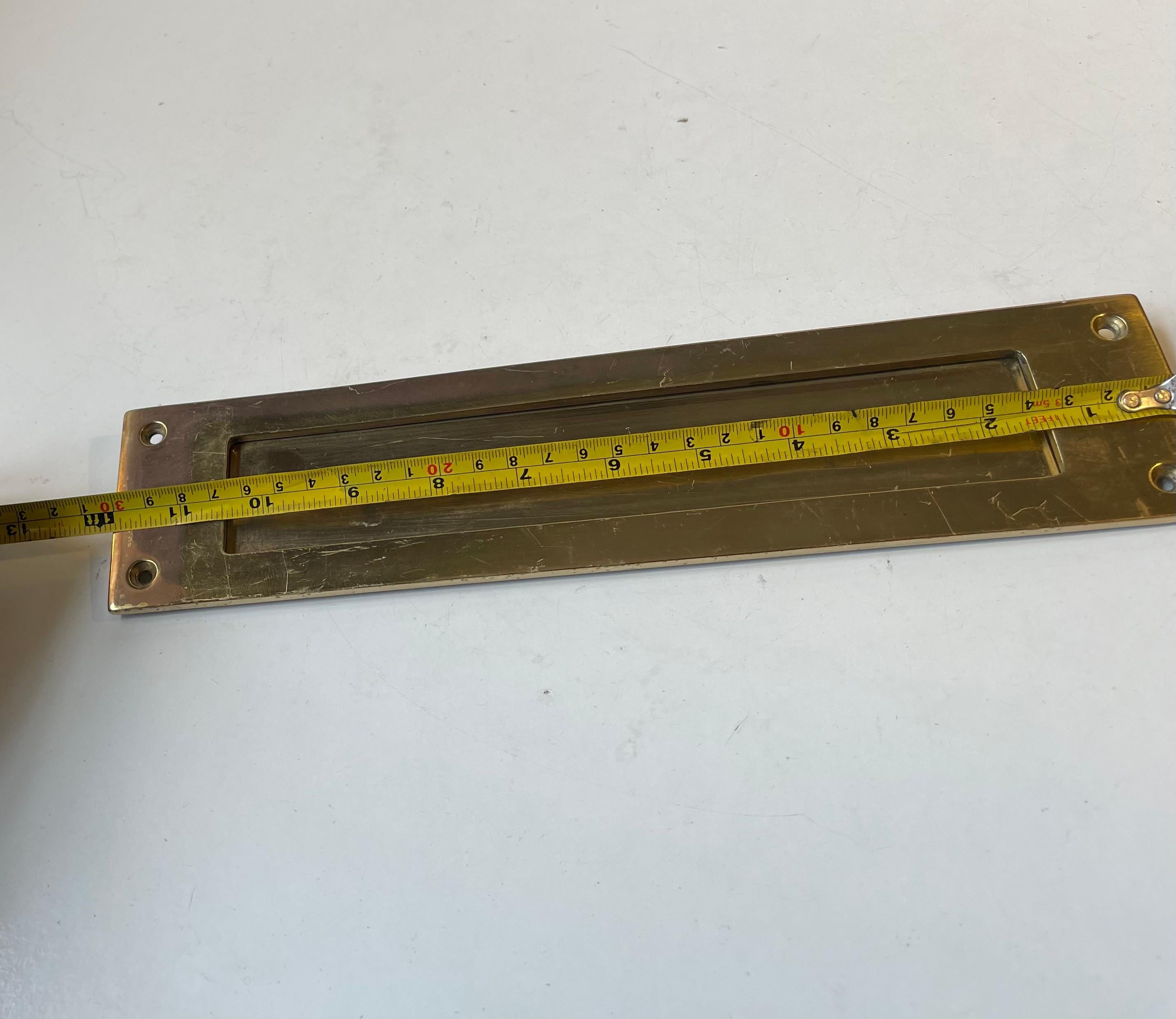 20th Century Midcentury Swedish Wide Brass Door Letter Slot - Plate by Gamleby Norden For Sale