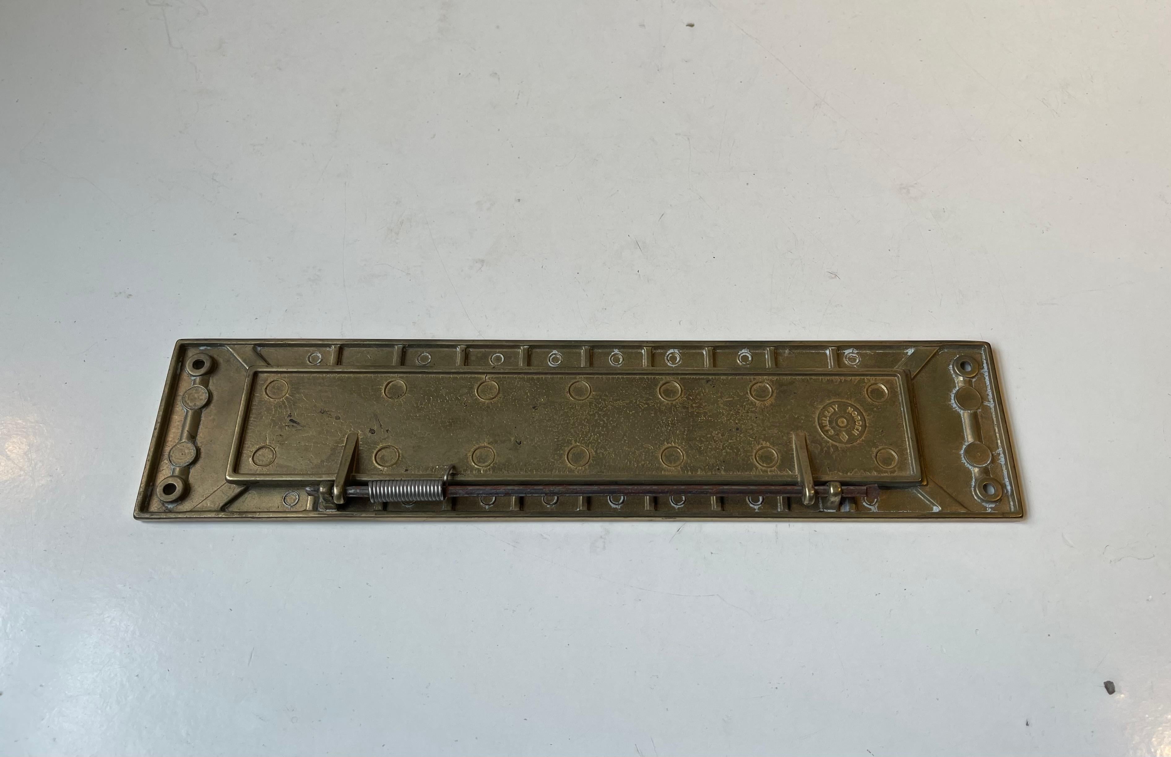 Midcentury Swedish Wide Brass Door Letter Slot - Plate by Gamleby Norden For Sale 2