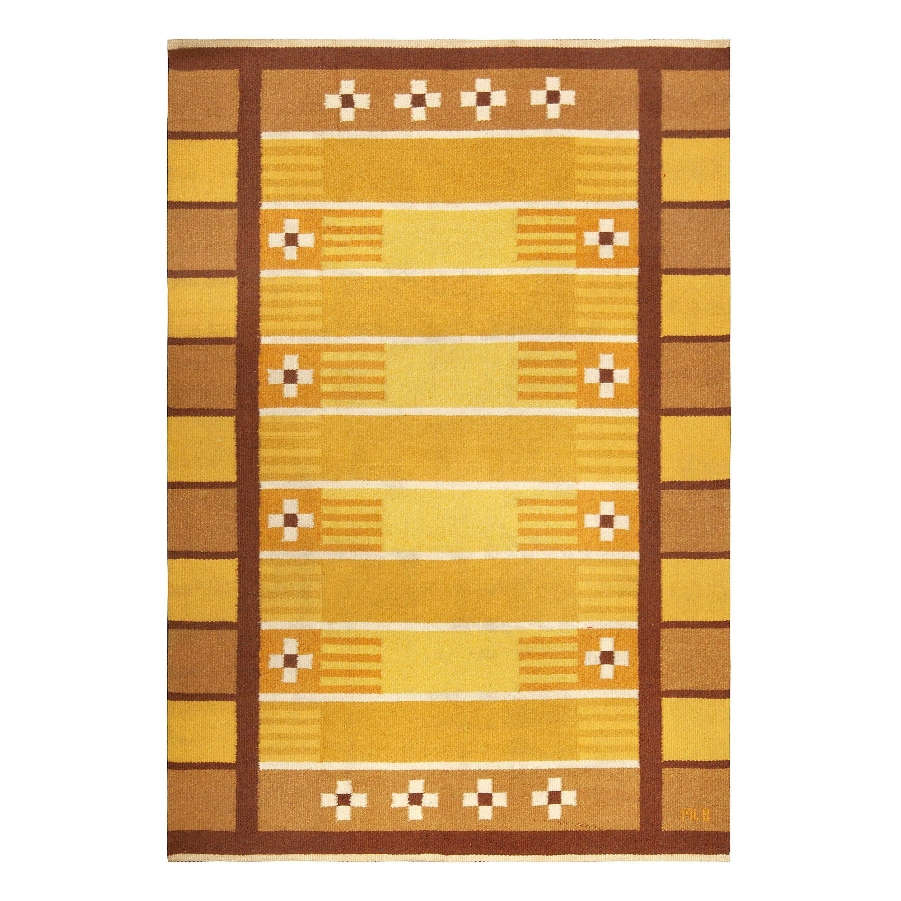 Handwoven Turkoman Armenian Wool and Silk Carpet, Mid20th Century For