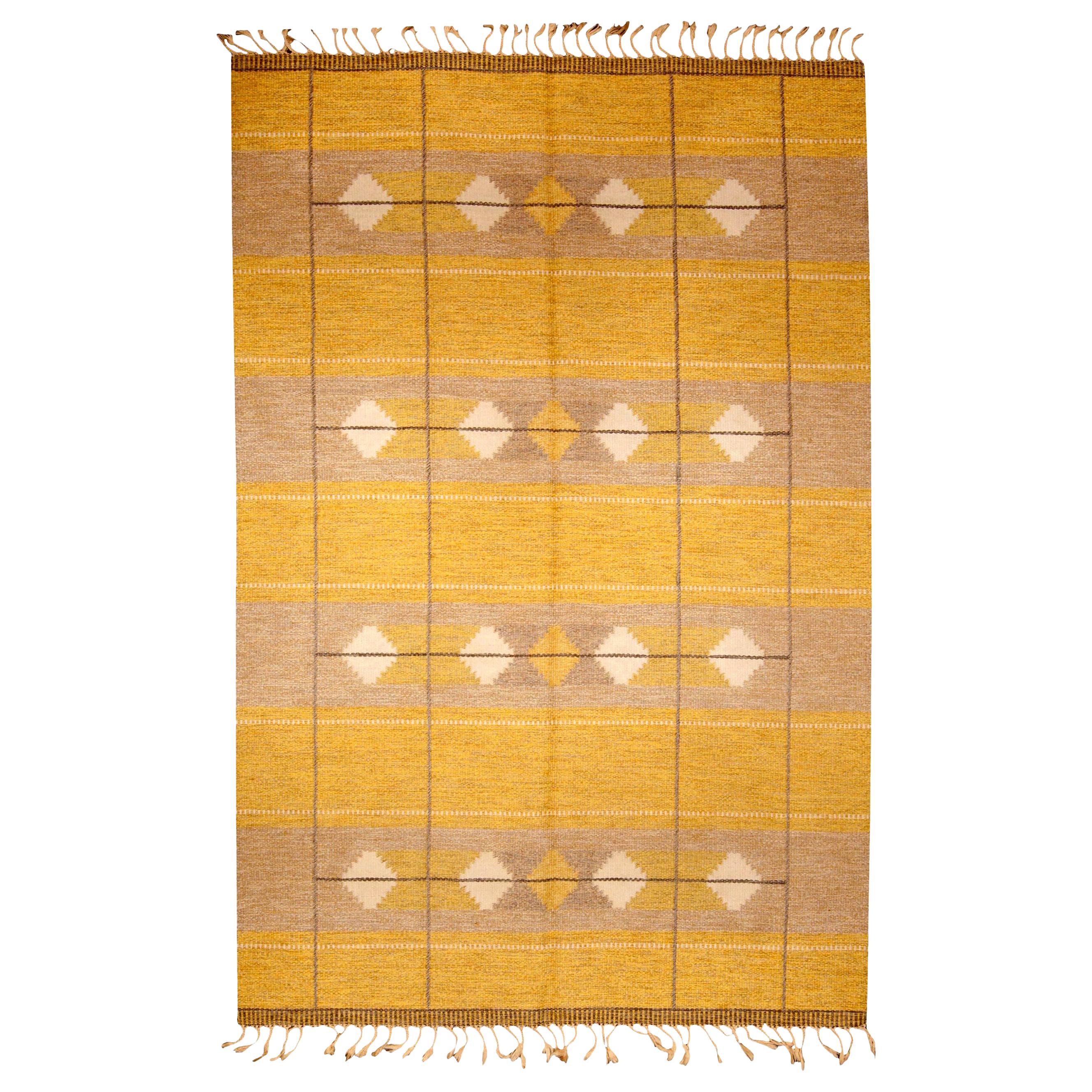 Vintage Swedish Flat-Weave Carpet For Sale at 1stDibs