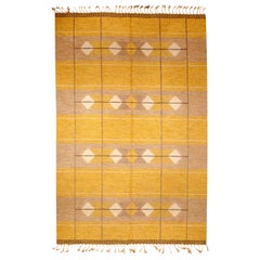 Mid-20th century Swedish Yellow Flat-Weave Wool Rug by Doris Leslie Blau