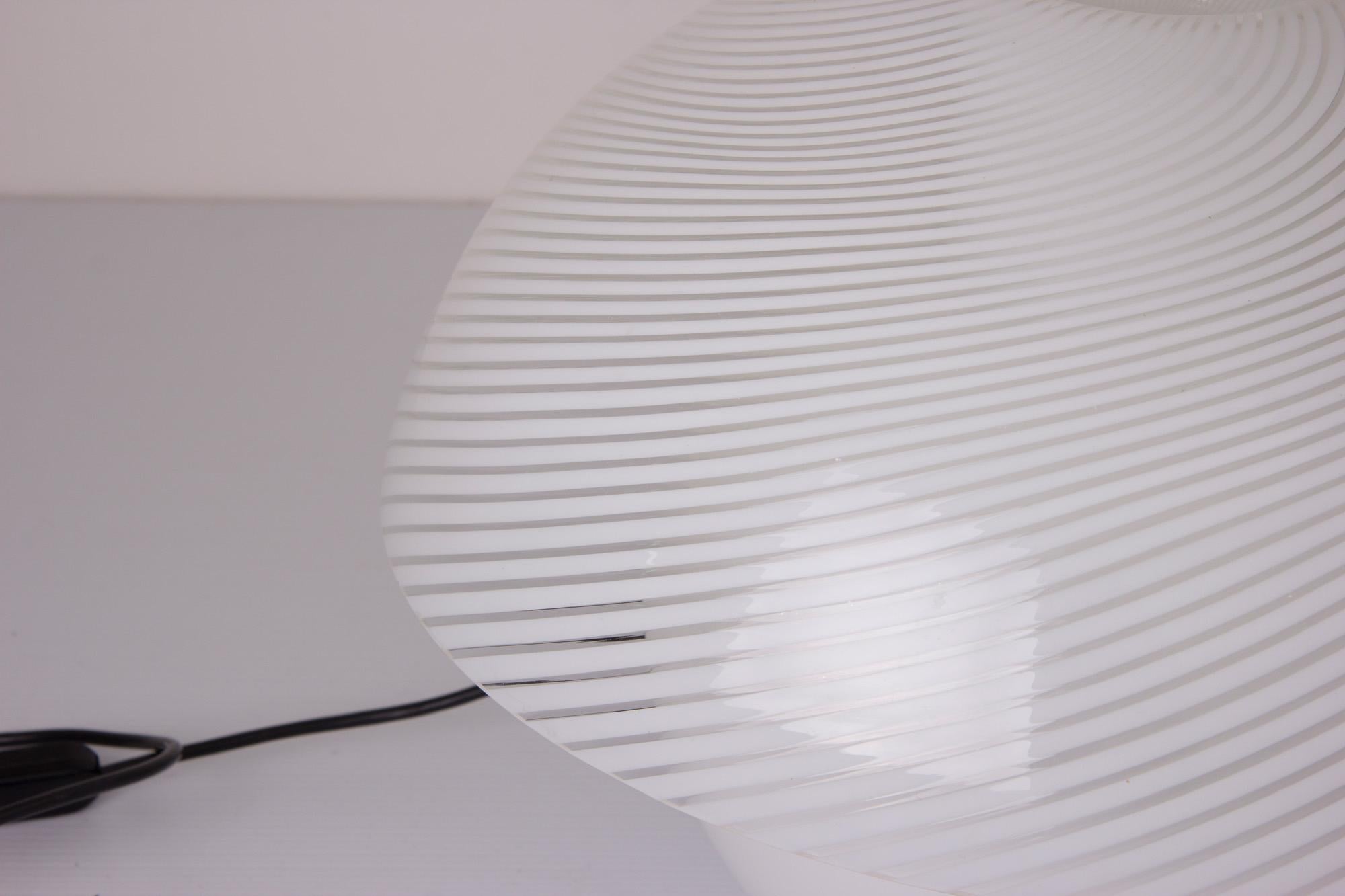 Italian Midcentury Swirl Glass Canopy Table Lamp