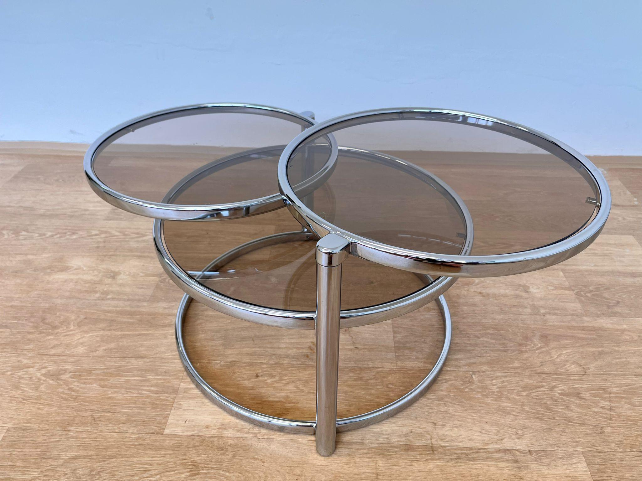 Midcentury Swivel and Folding Chrome Coffee Table, Germany, 1970s In Good Condition For Sale In Praha, CZ