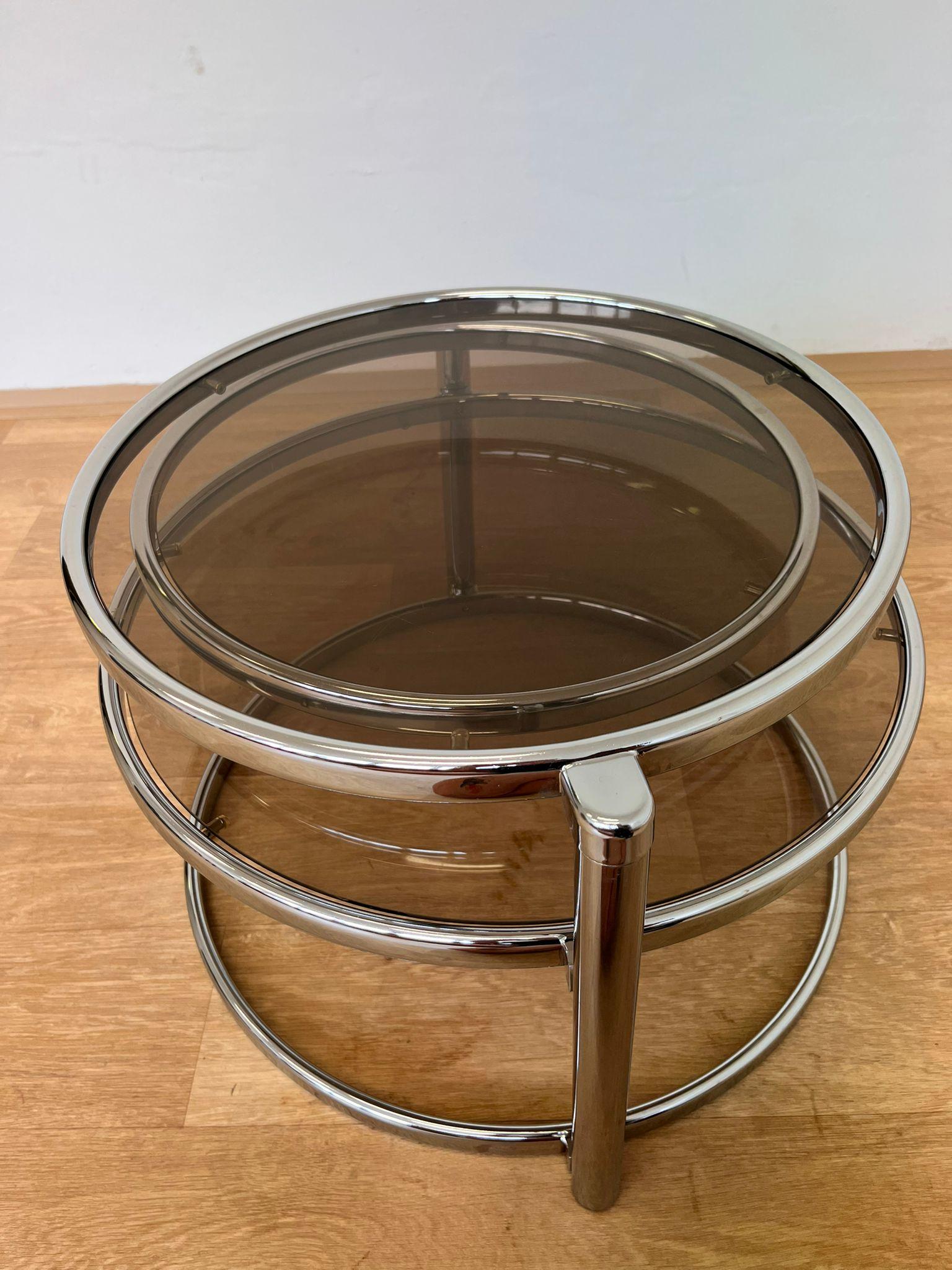 Late 20th Century Midcentury Swivel and Folding Chrome Coffee Table, Germany, 1970s For Sale