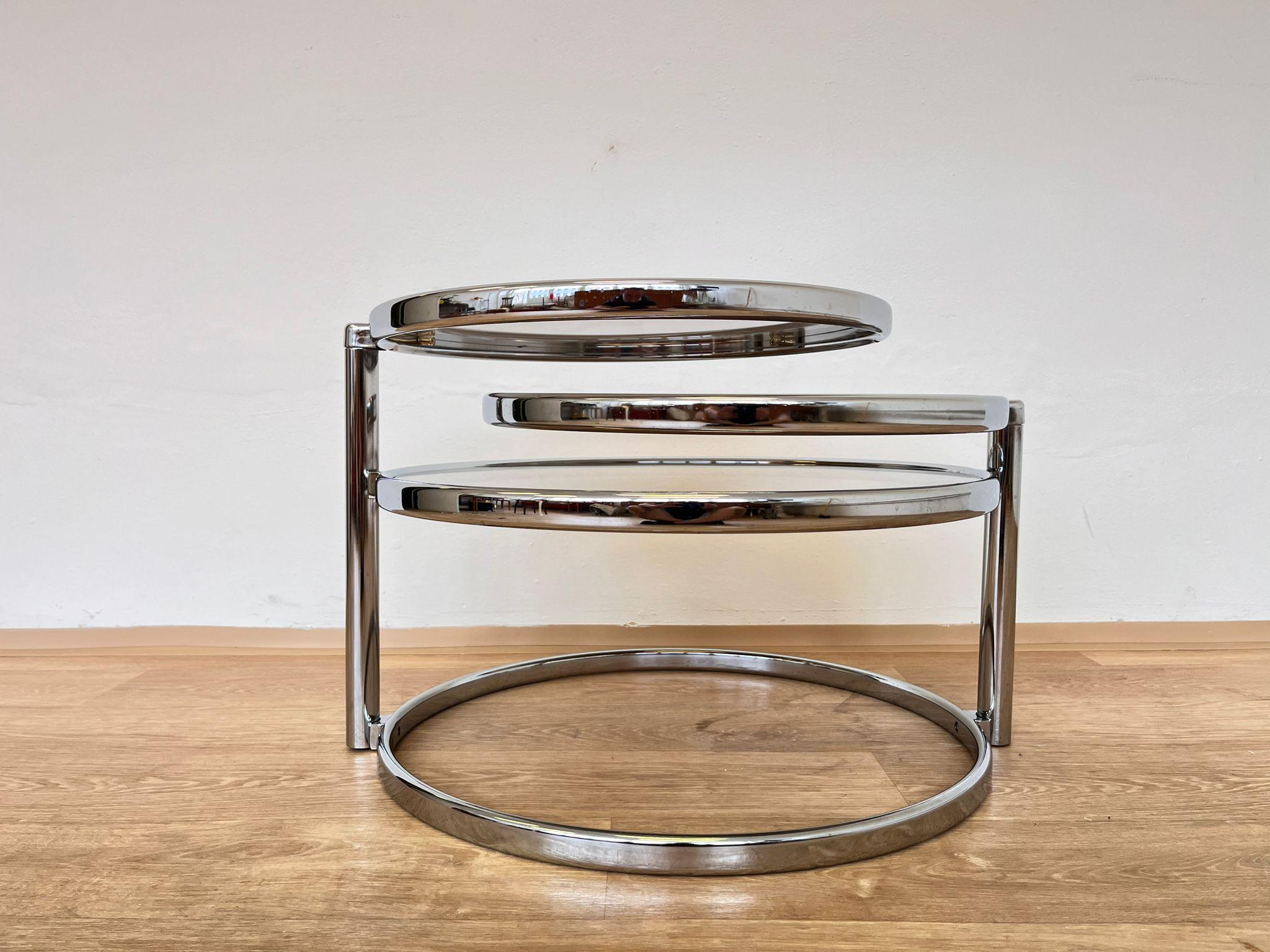 Midcentury Swivel and Folding Chrome Coffee Table, Germany, 1970s For Sale 3