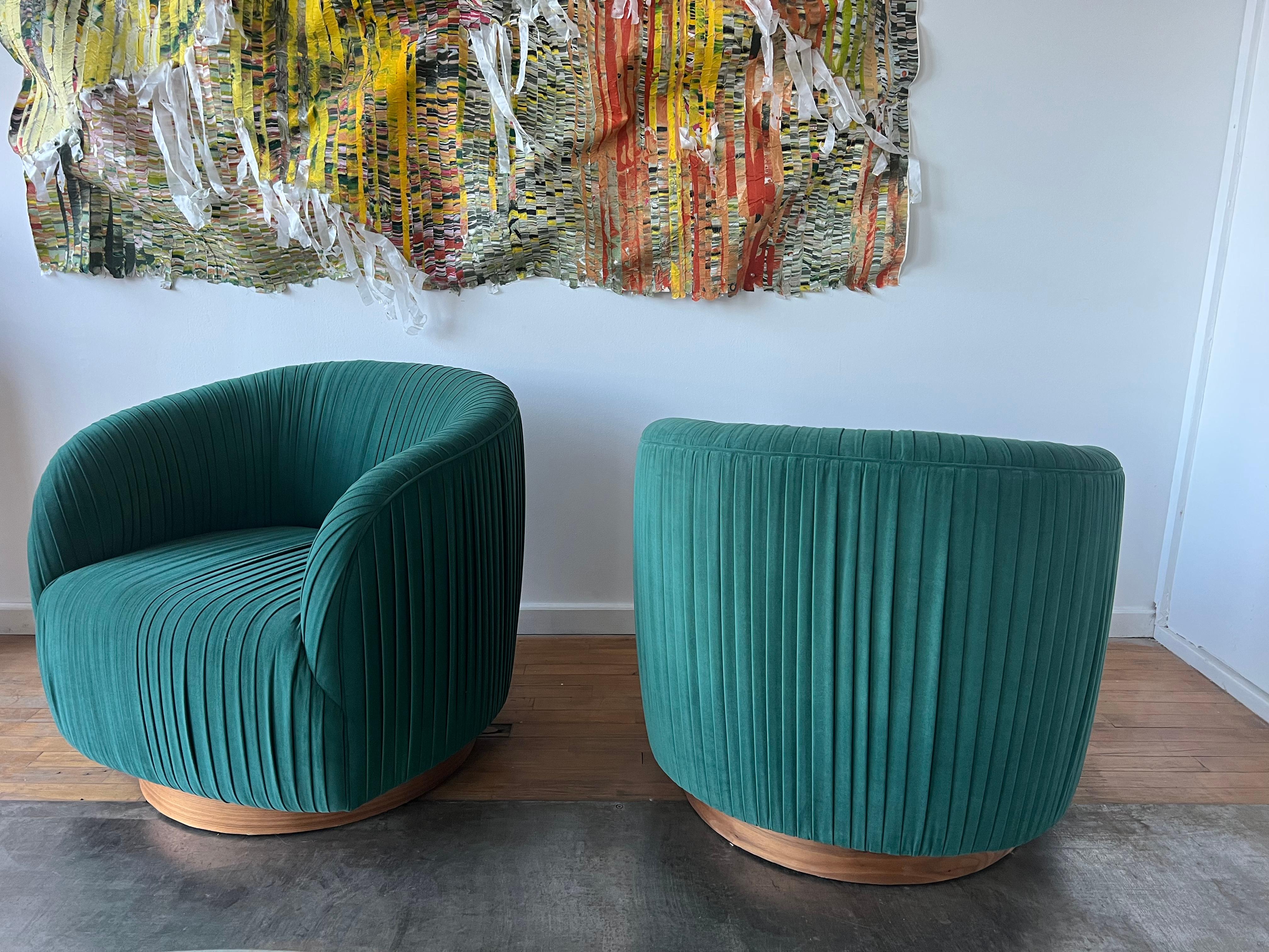 American Mid-Century Swivel Barrel Chairs  For Sale