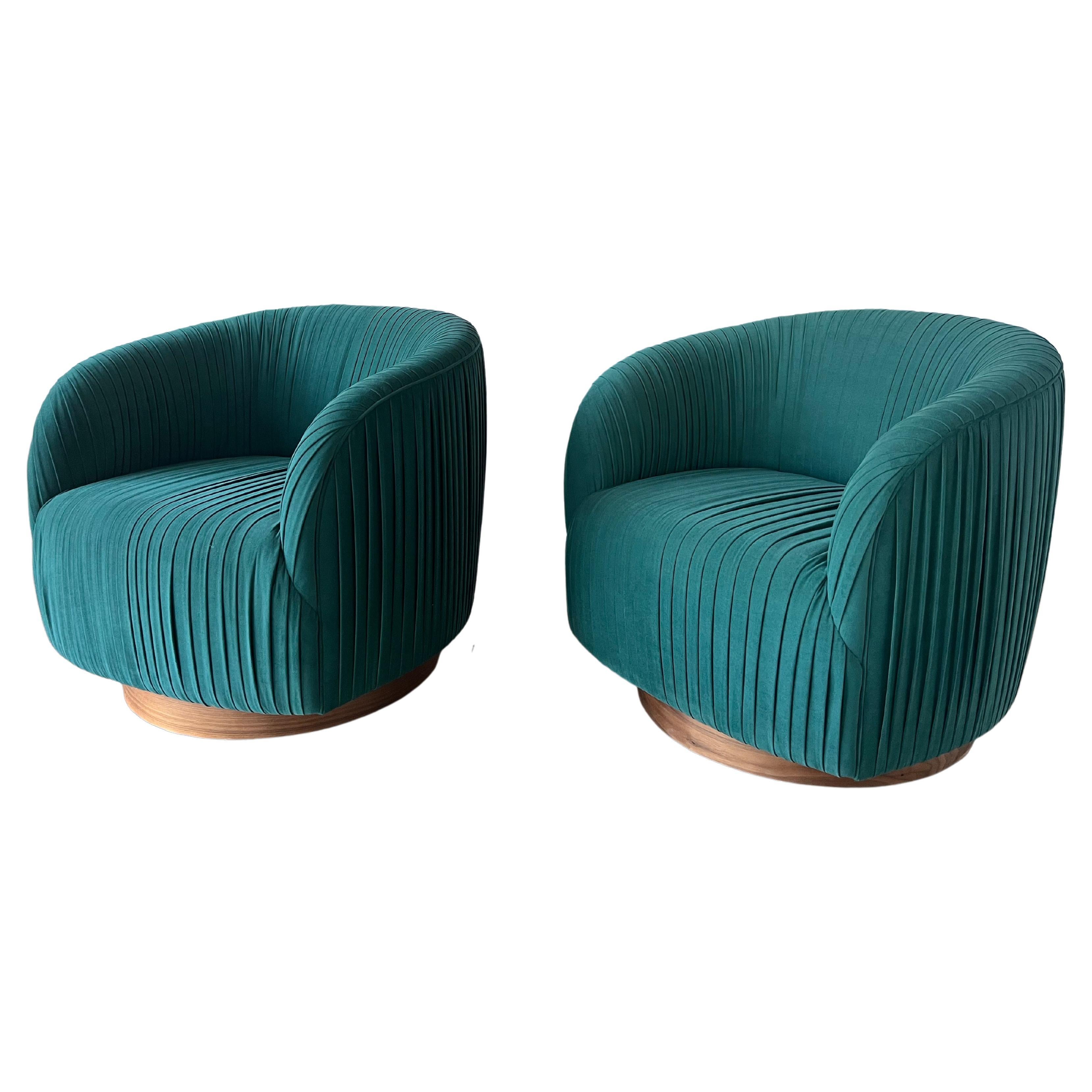 Mid-Century Swivel Barrel Chairs  For Sale