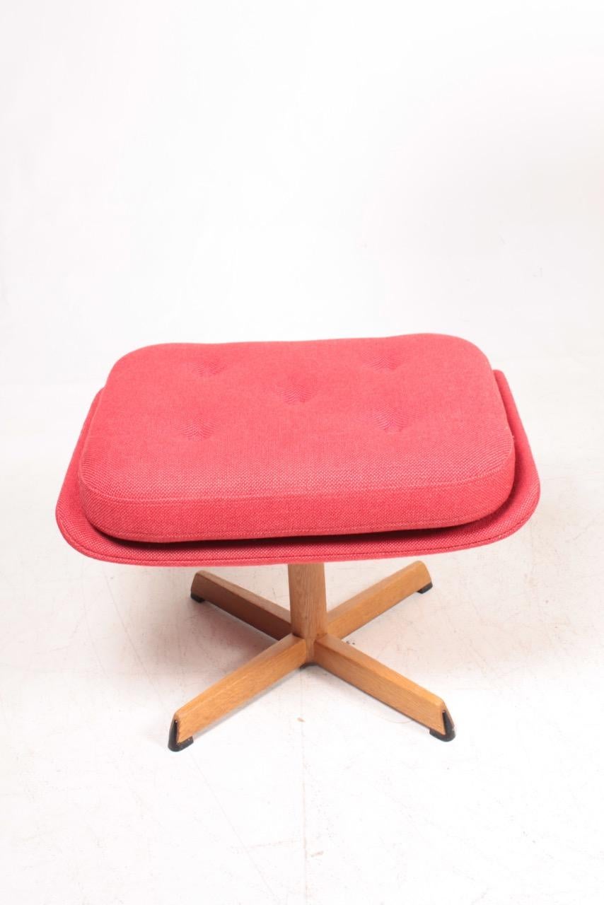 Fabric Midcentury Swivel Chair and Ottoman by Madsen & Schubell, Danish Design, 1960s