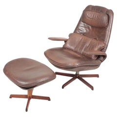 Sedia girevole e ottomana del Medioevo di Madsen & Schubell, design danese, anni '60