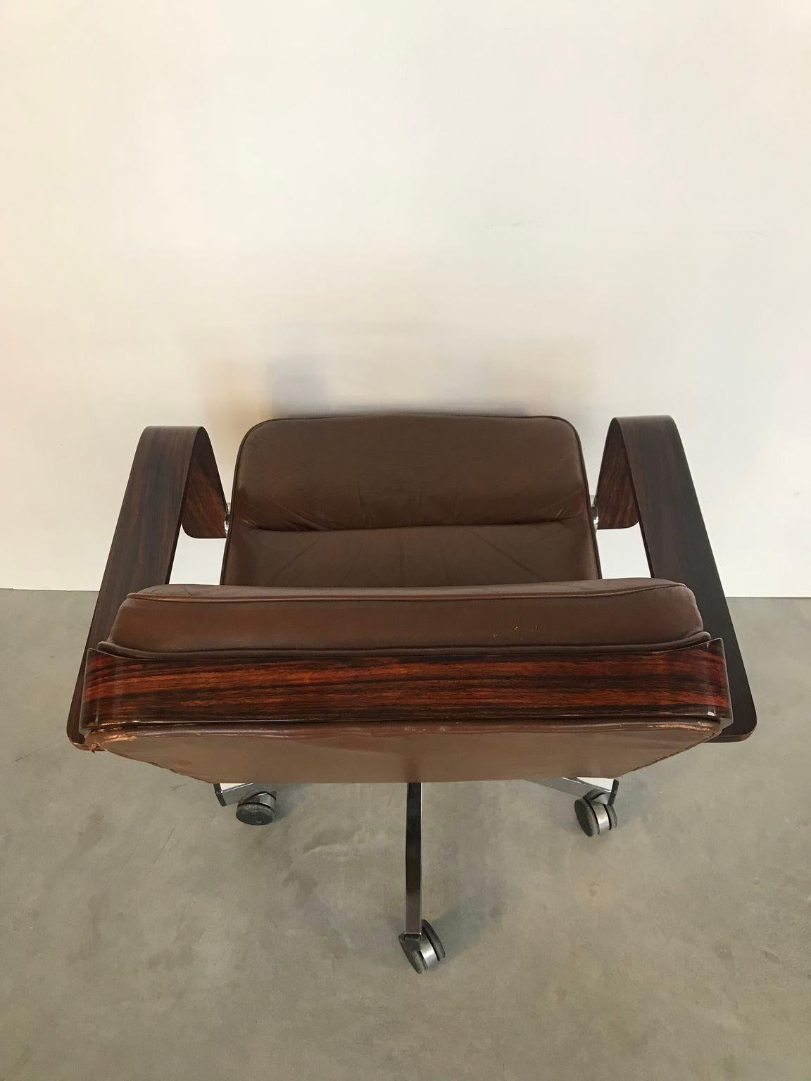 Galvanized Midcentury Swivel Desk Chair For Sale