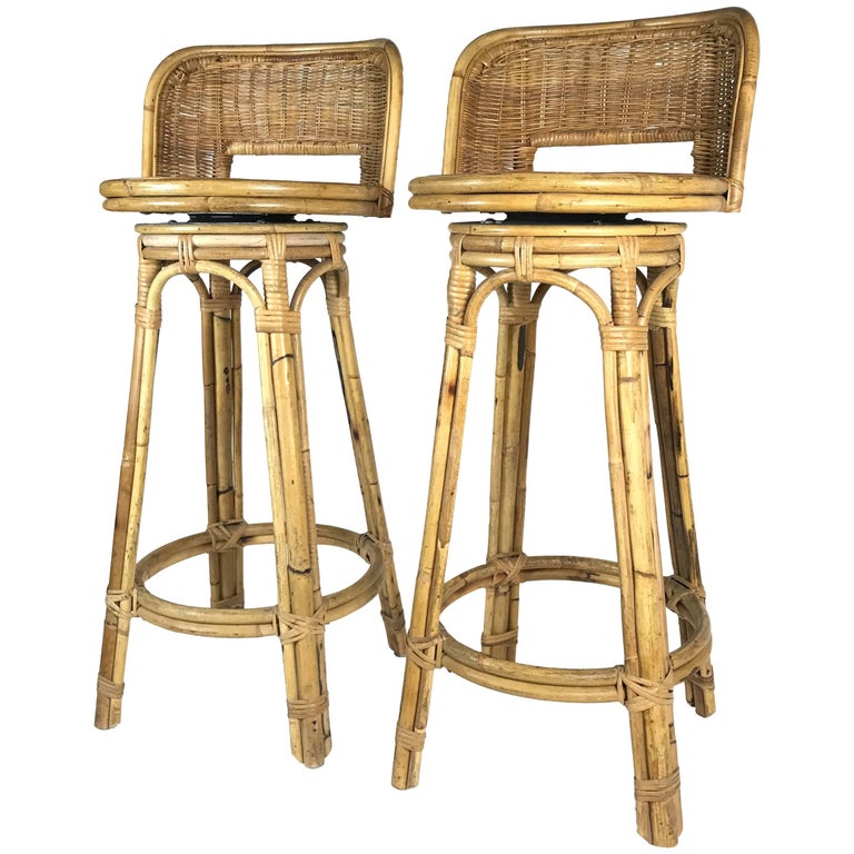 Midcentury Swivel Rattan Bamboo Bar Stool, 1950s, Austria at 1stDibs |  bamboo bar stools, bamboo counter stools, vintage bamboo bar stools