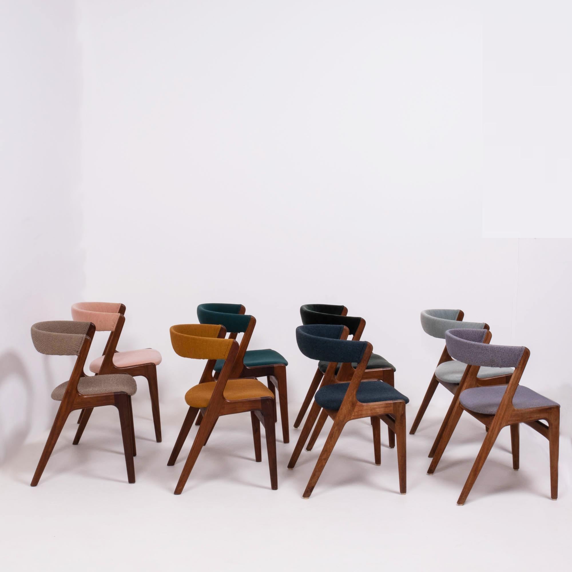 Danish Mid Century Modern Solid Teak T21 Fire Chairs by Korup, Set of 8