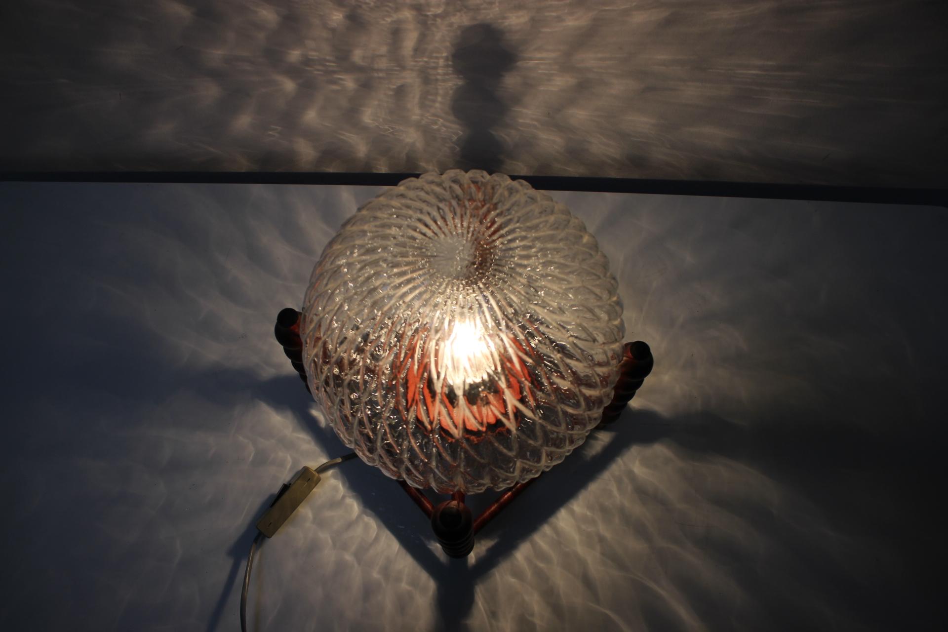 Glass Midcentury Table Lamp, 1960s For Sale