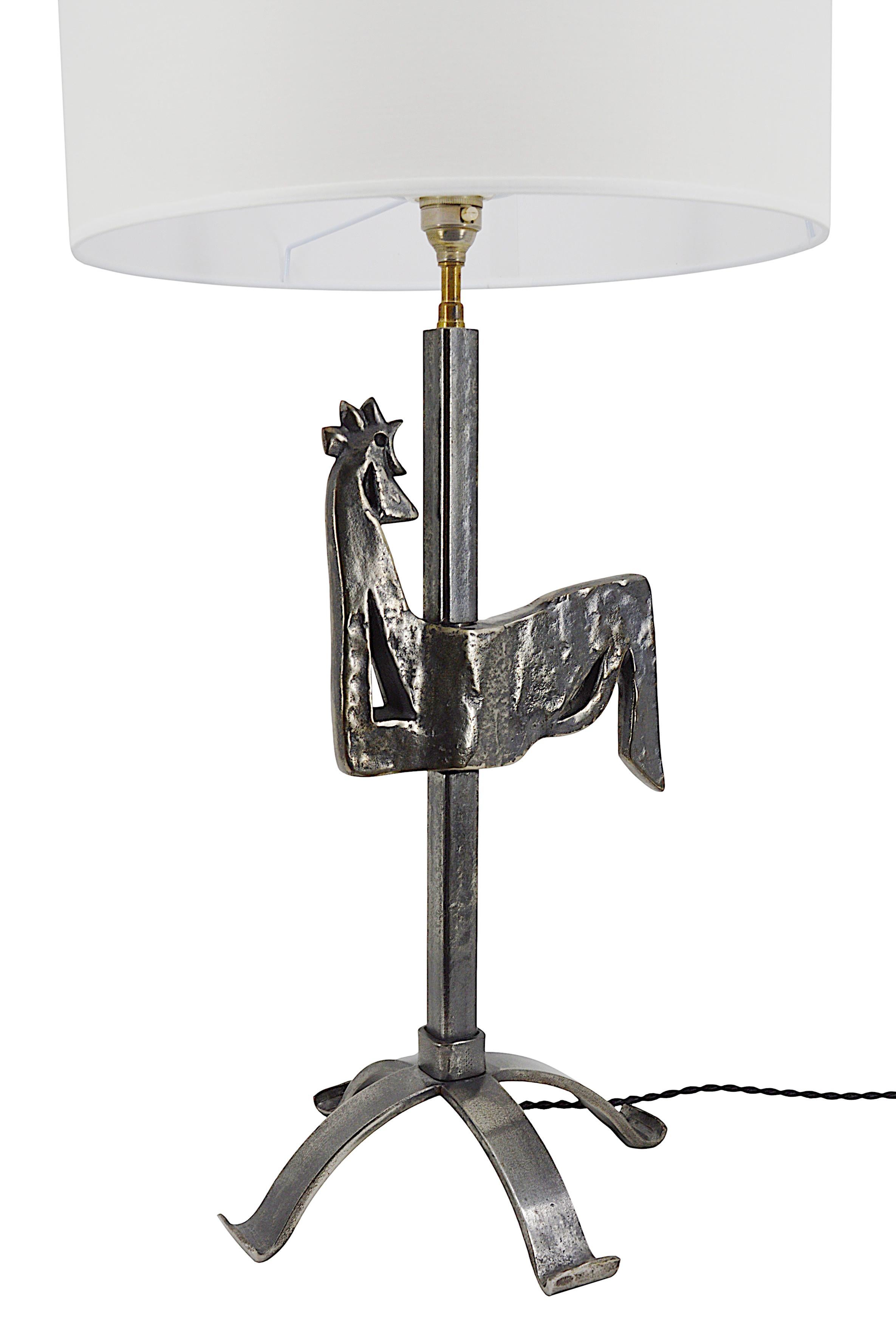 Midcentury Table Lamp, Ateliers de Marolles, Jean Touret, ca.1950, Possible Pair For Sale 1
