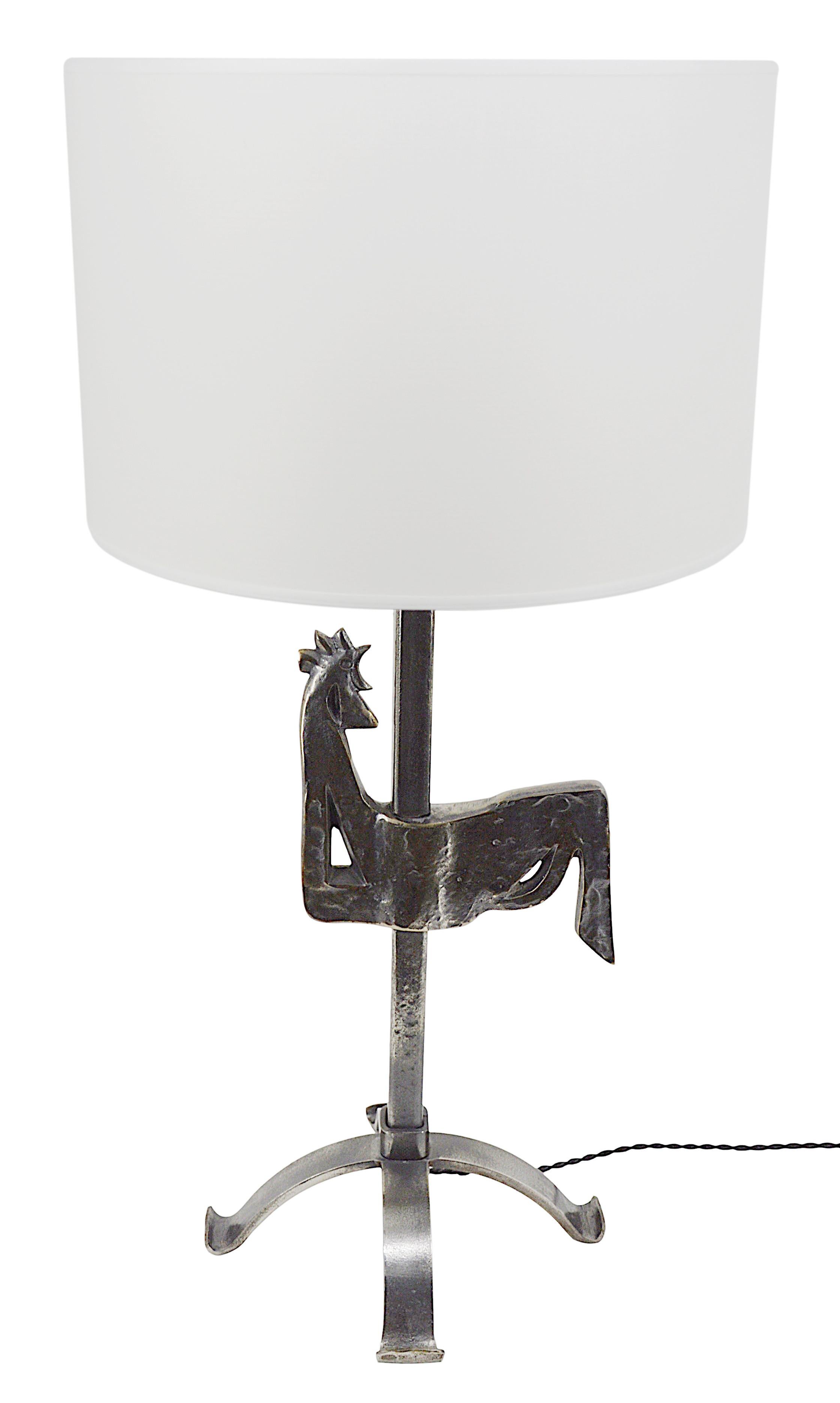 Mid-20th Century Midcentury Table Lamp, Ateliers de Marolles, Jean Touret, ca.1950, Possible Pair For Sale