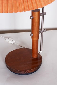 Midcentury Table Lamp, Beech Galvanized Metal, Fully Functional, Czechia, 1960s