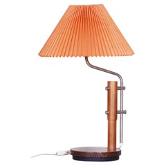 Midcentury Table Lamp, Beech Galvanized Metal, Fully Functional, Czechia, 1960s