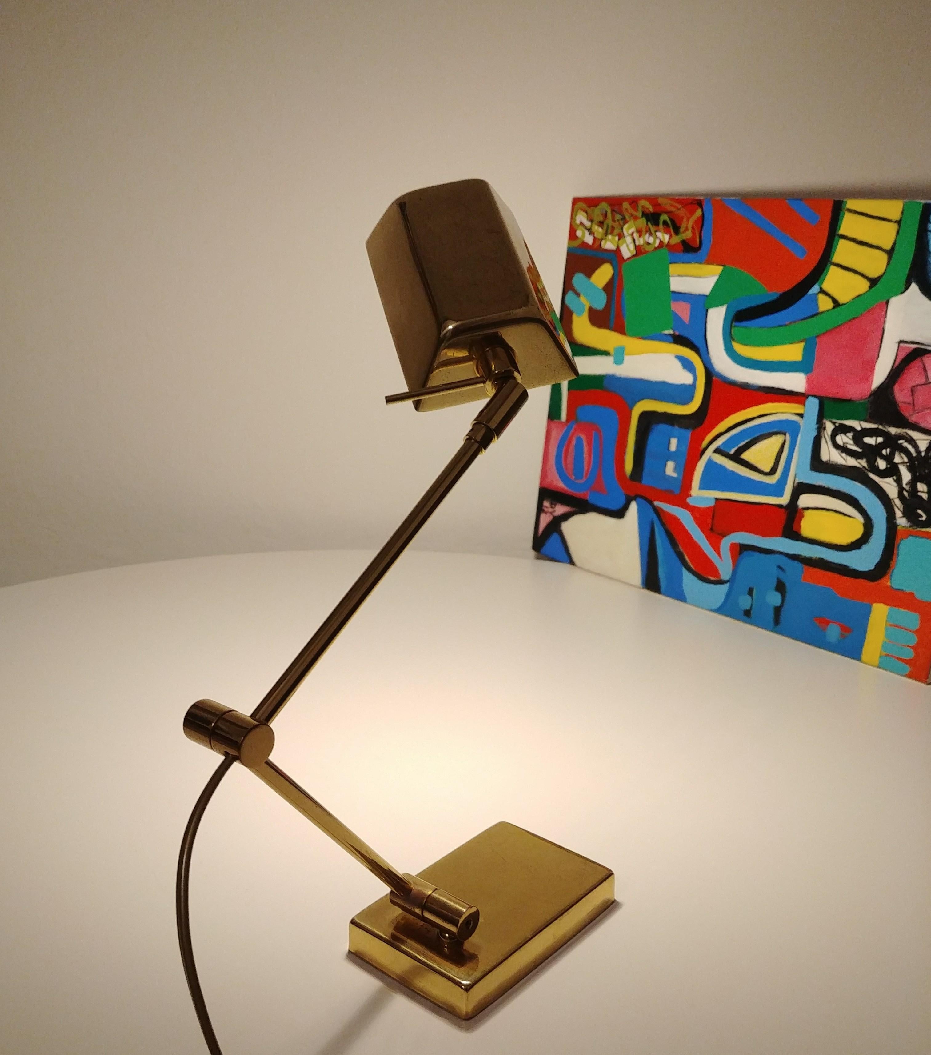 Mid-Century Modern Midcentury Table Lamp Brass Golden Aluminum Italian Design, 1960s