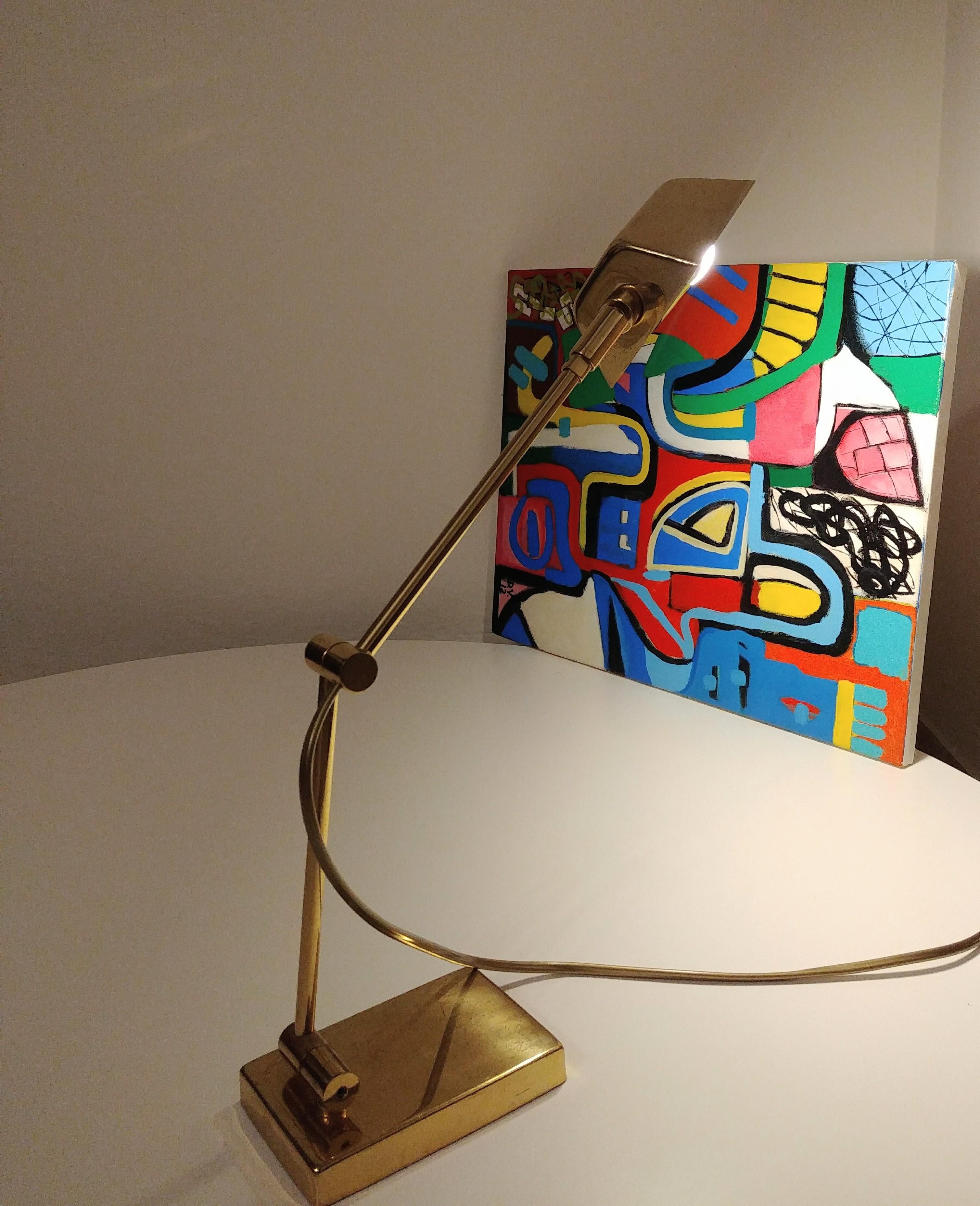 20th Century Midcentury Table Lamp Brass Golden Aluminum Italian Design, 1960s