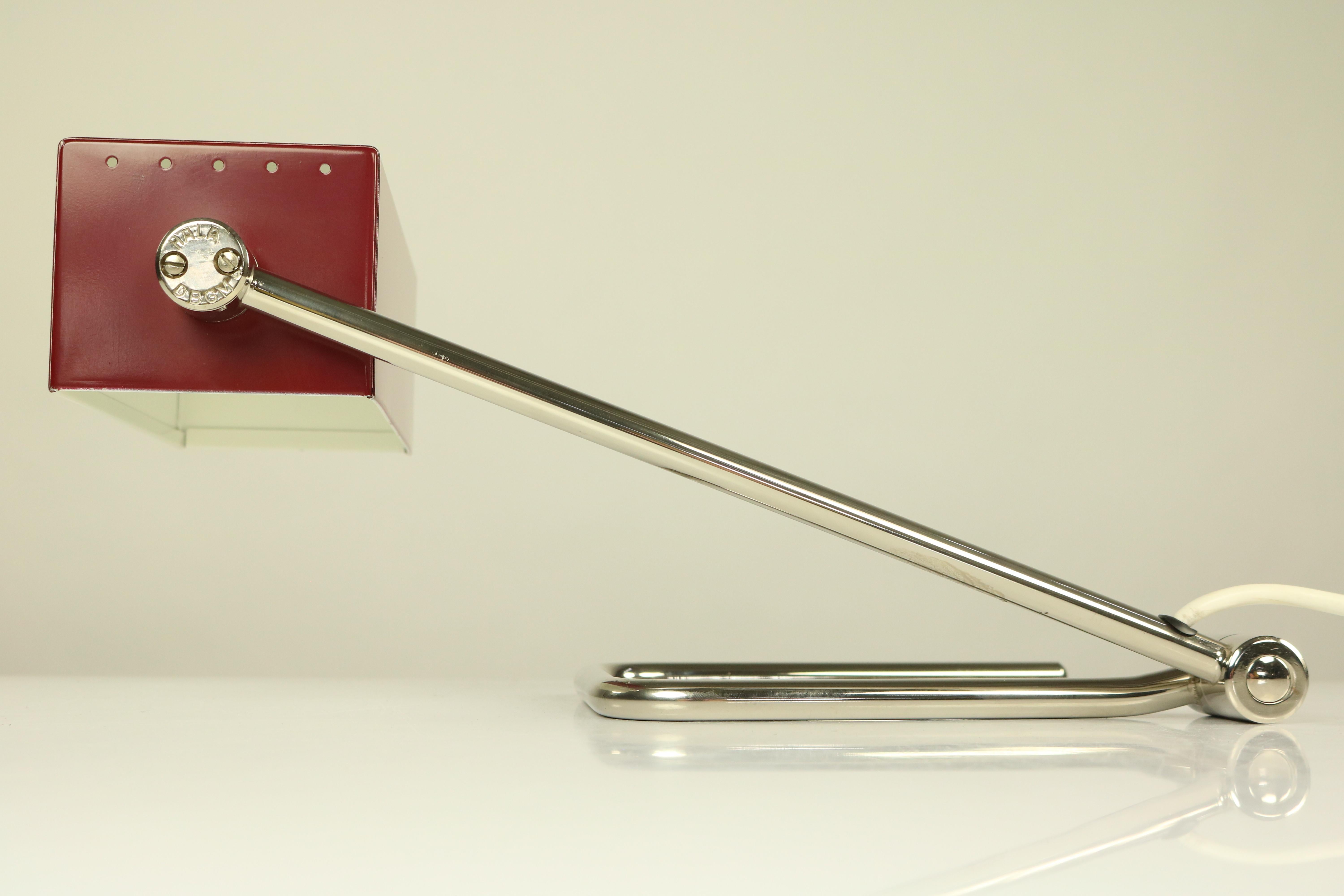 Midcentury Table Lamp by Hala Germany Wine Red and Chrome Vintage, 1950s-1960s For Sale 5