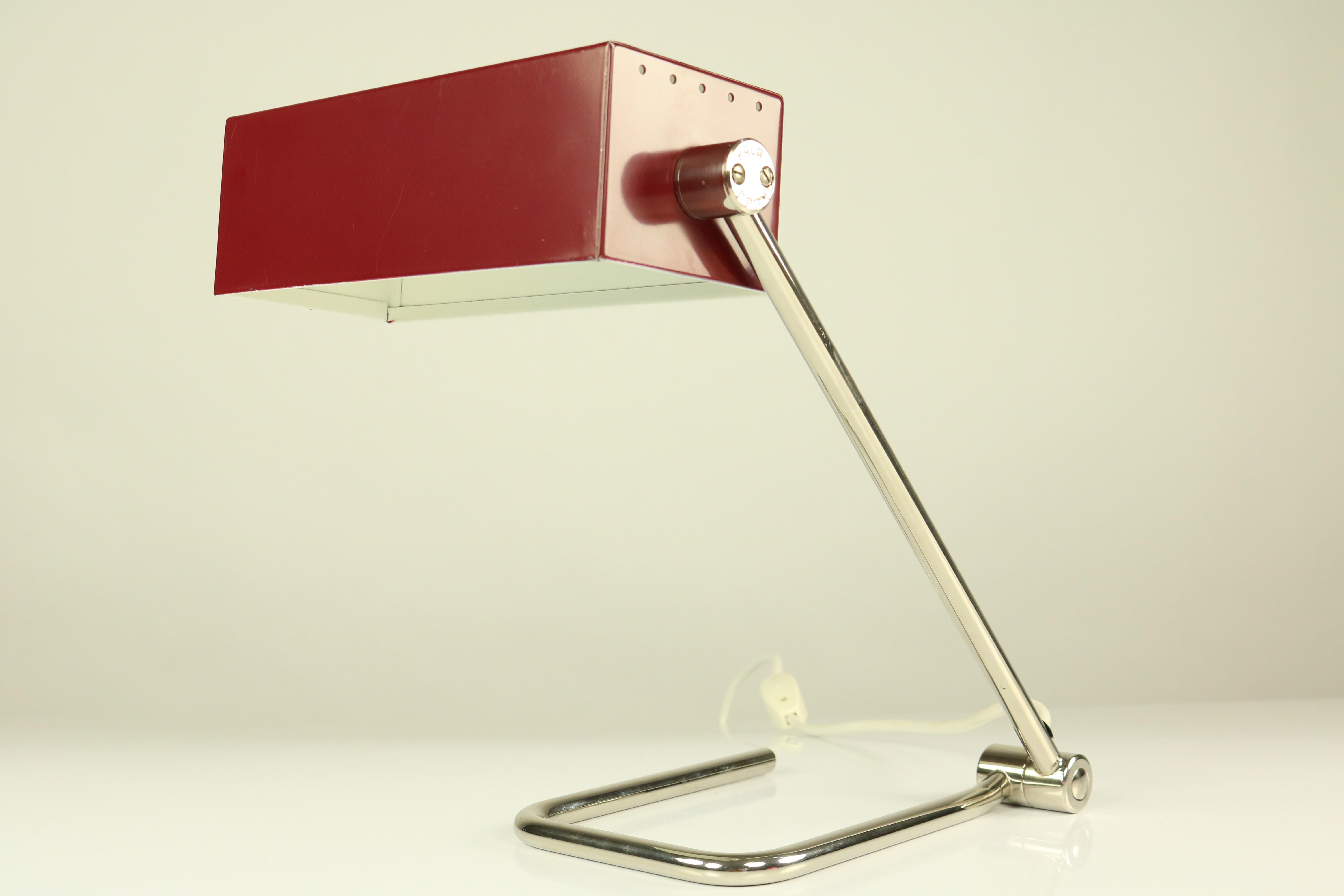Midcentury Table Lamp by Hala Germany Wine Red and Chrome Vintage, 1950s-1960s For Sale 1
