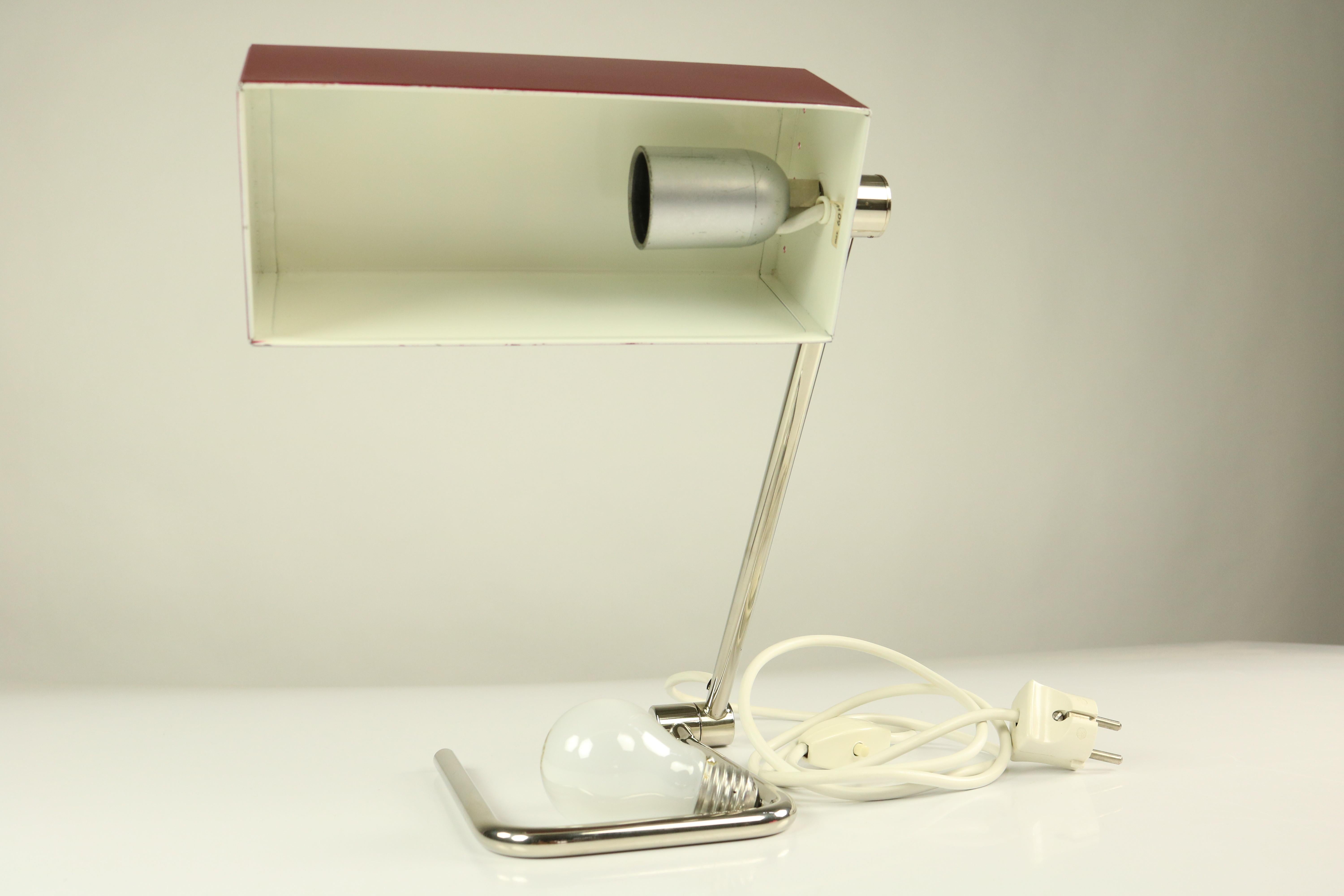 Midcentury Table Lamp by Hala Germany Wine Red and Chrome Vintage, 1950s-1960s For Sale 3