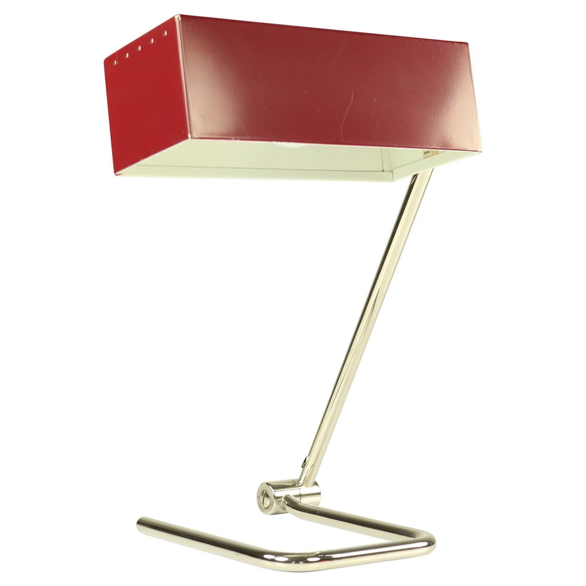 Midcentury Table Lamp by Hala Germany Wine Red and Chrome Vintage, 1950s-1960s For Sale