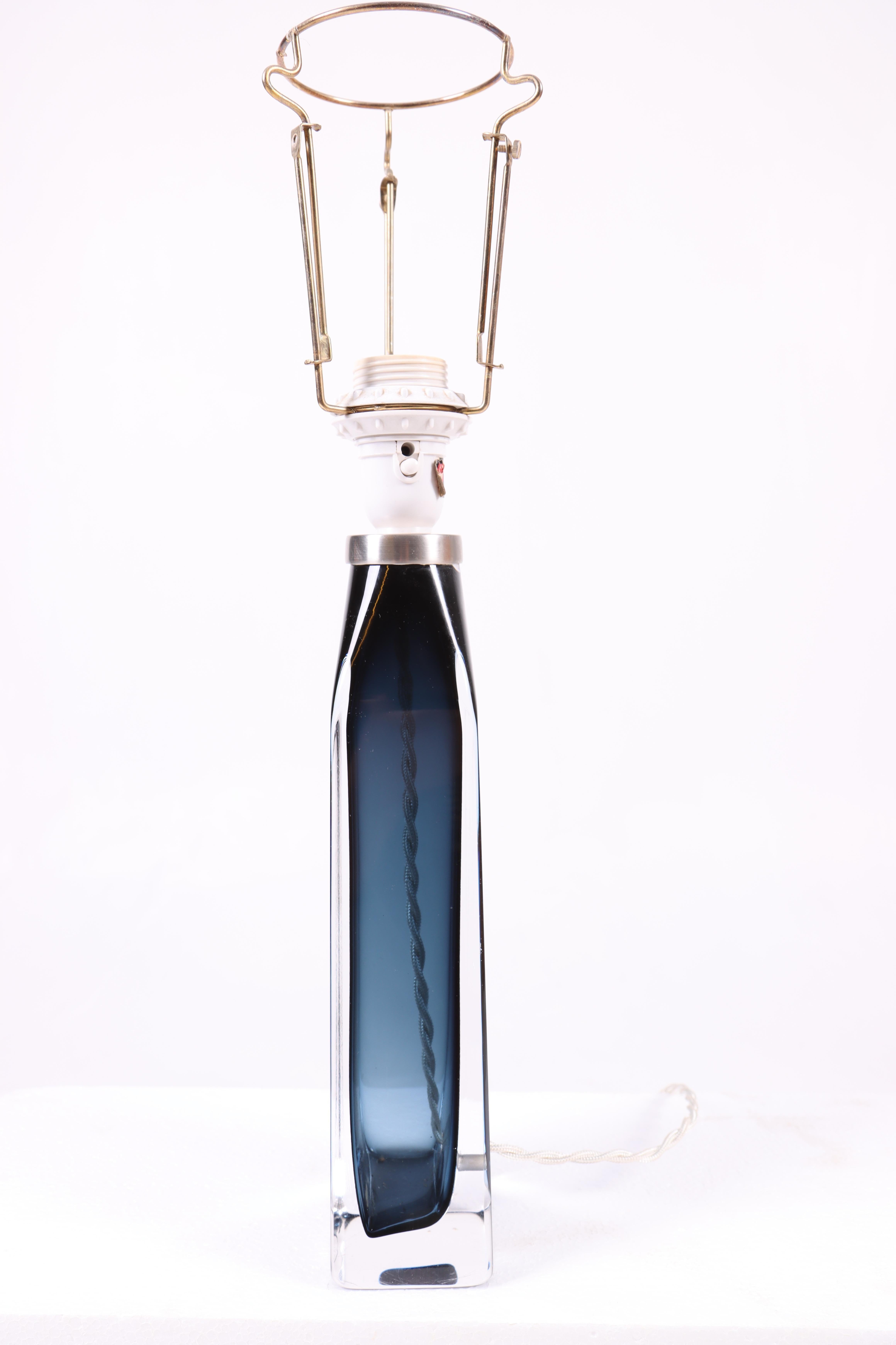 Swedish Midcentury Table Lamp Designed by Carl Fagerlund for Orrefors Glass, 1950s For Sale