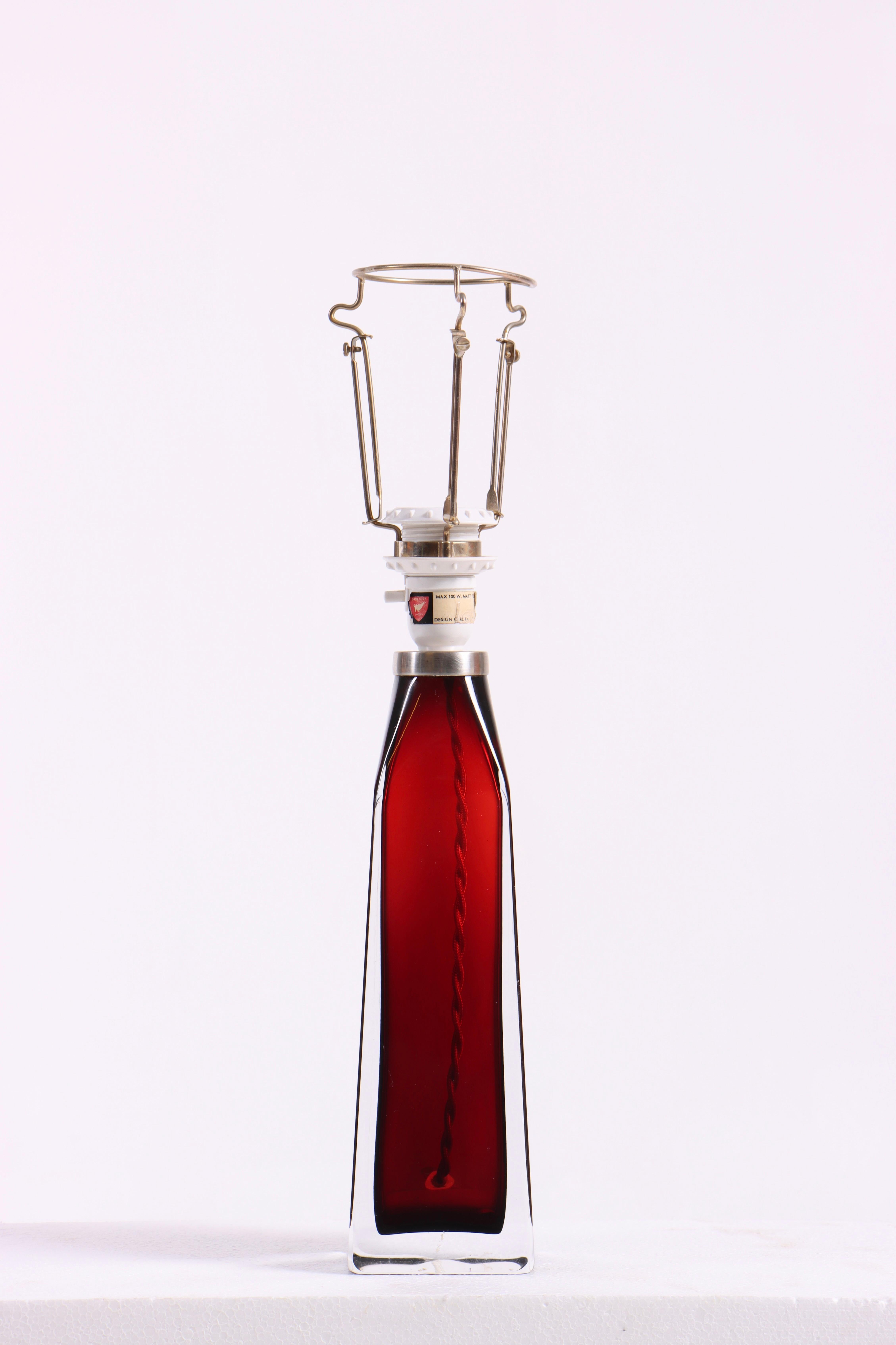 Midcentury Table Lamp Designed by Carl Fagerlund for Orrefors Glass, 1950s In Good Condition For Sale In Lejre, DK