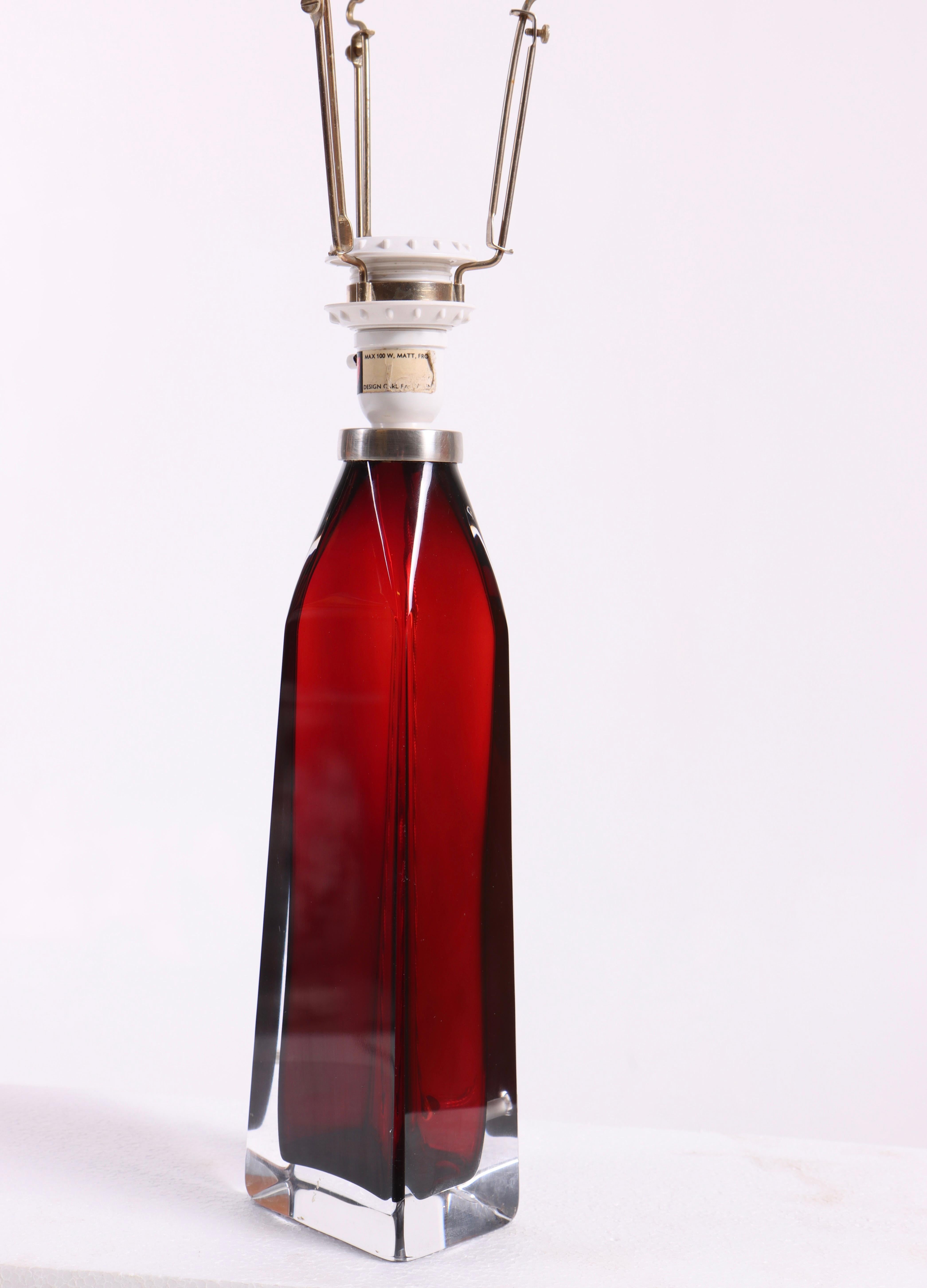 Mid-20th Century Midcentury Table Lamp Designed by Carl Fagerlund for Orrefors Glass, 1950s For Sale