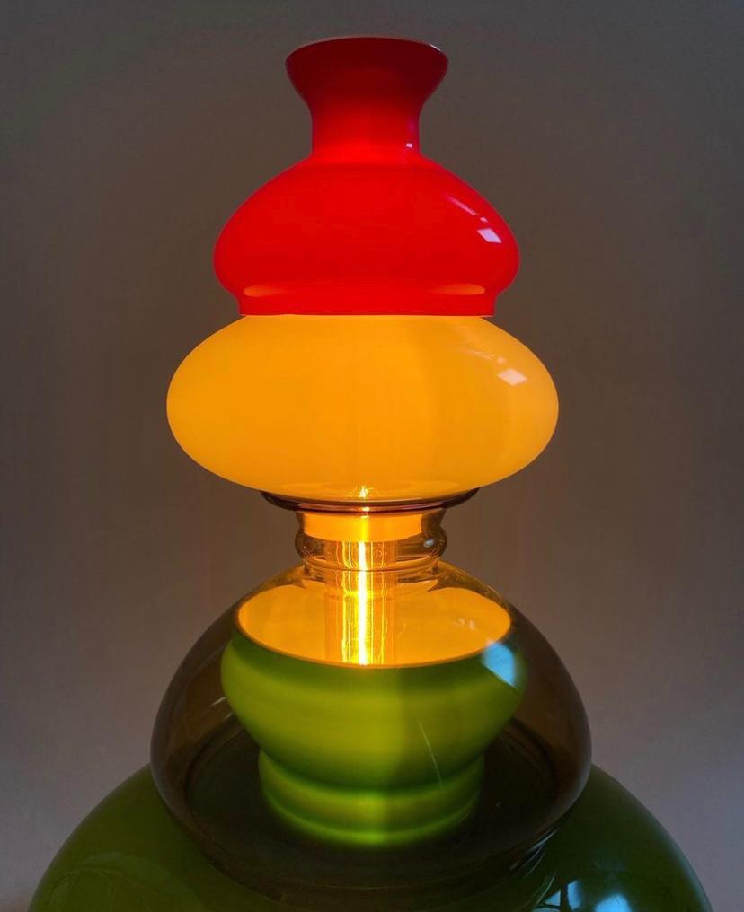 Mid-Century Modern Midcentury Table lamp designed by the Danish glass company Holmegaard, 1950s. For Sale