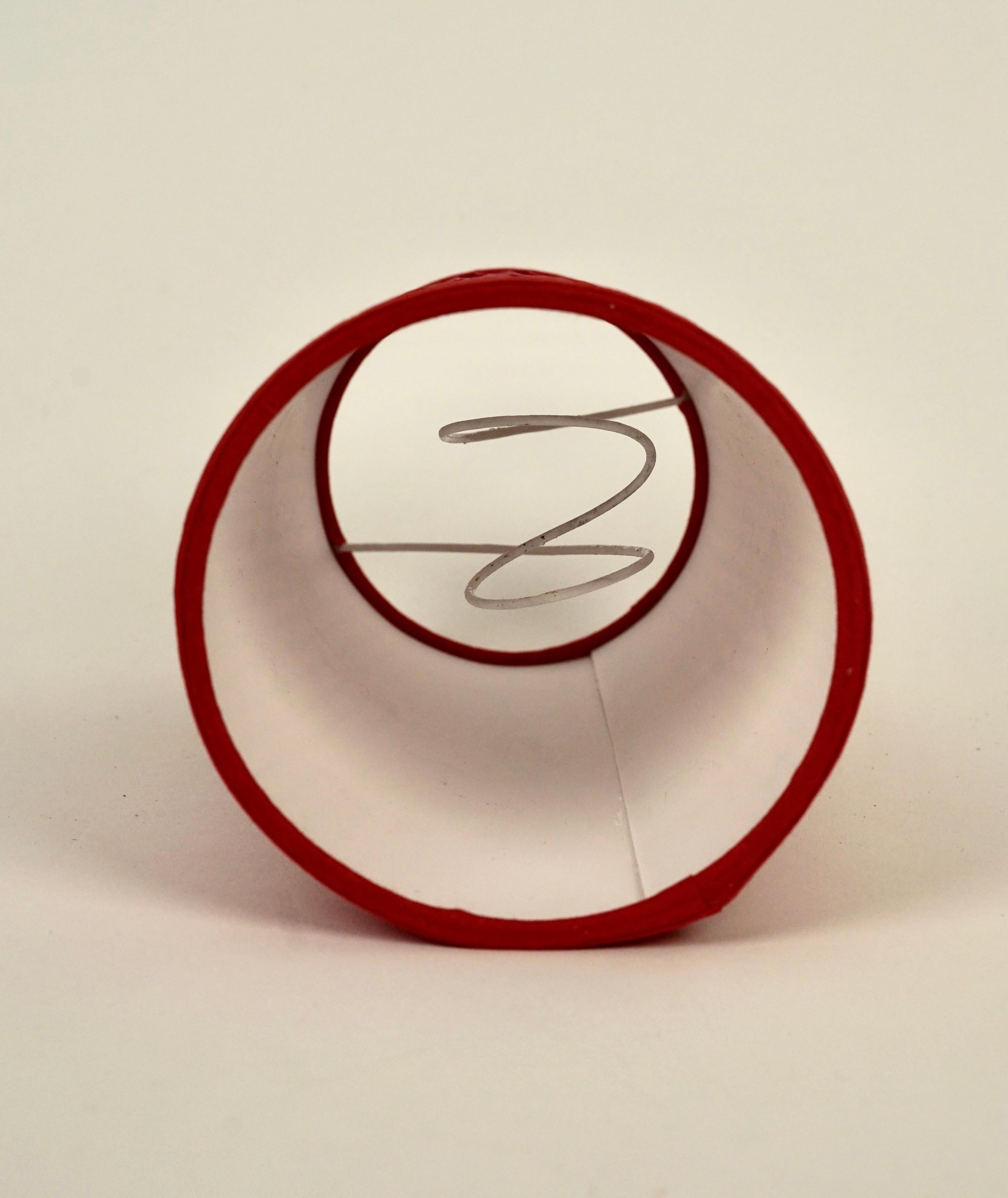 Czech Midcentury Table Lamp from Royal Dux with Red Silk Shade For Sale