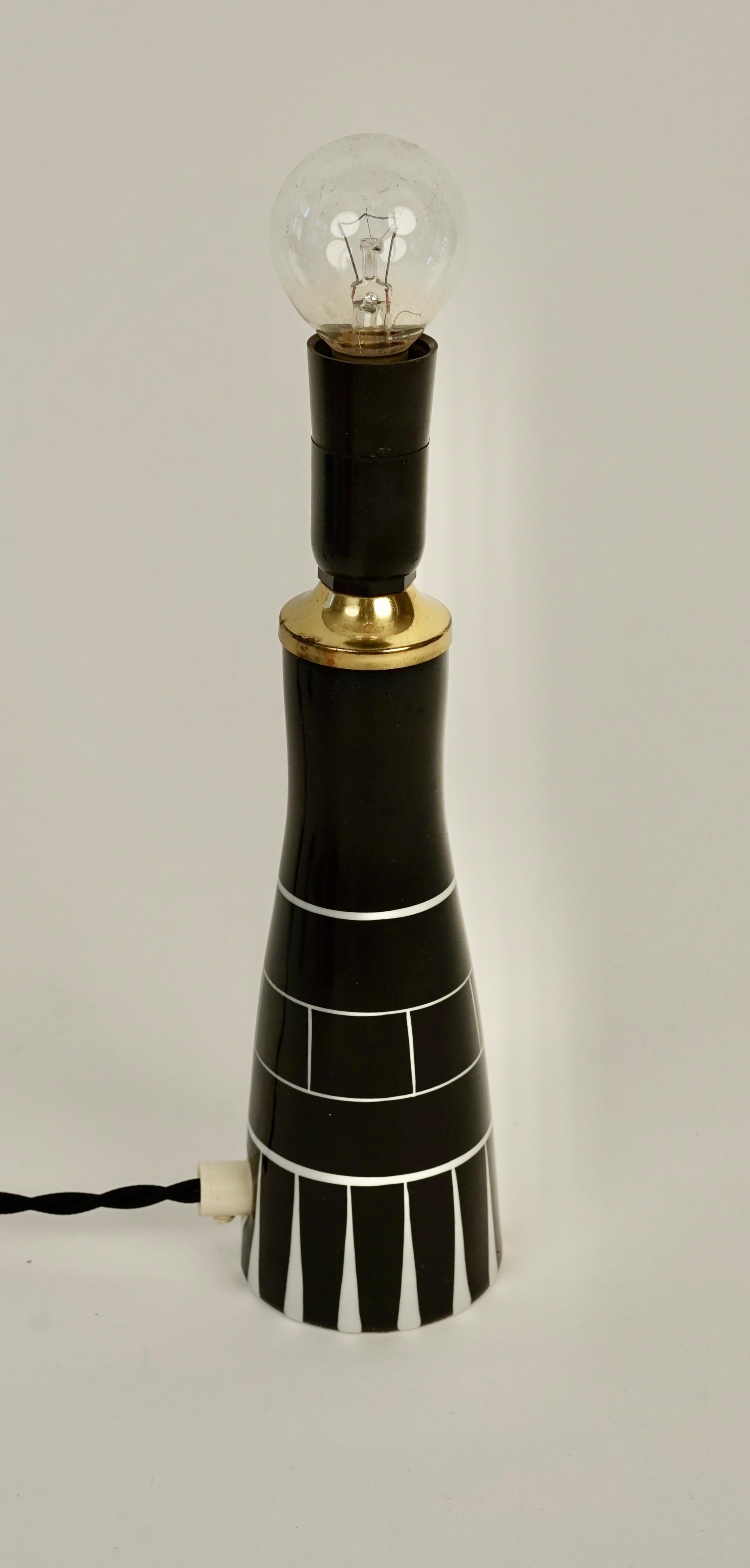 20th Century Midcentury Table Lamp from Royal Dux with Red Silk Shade For Sale