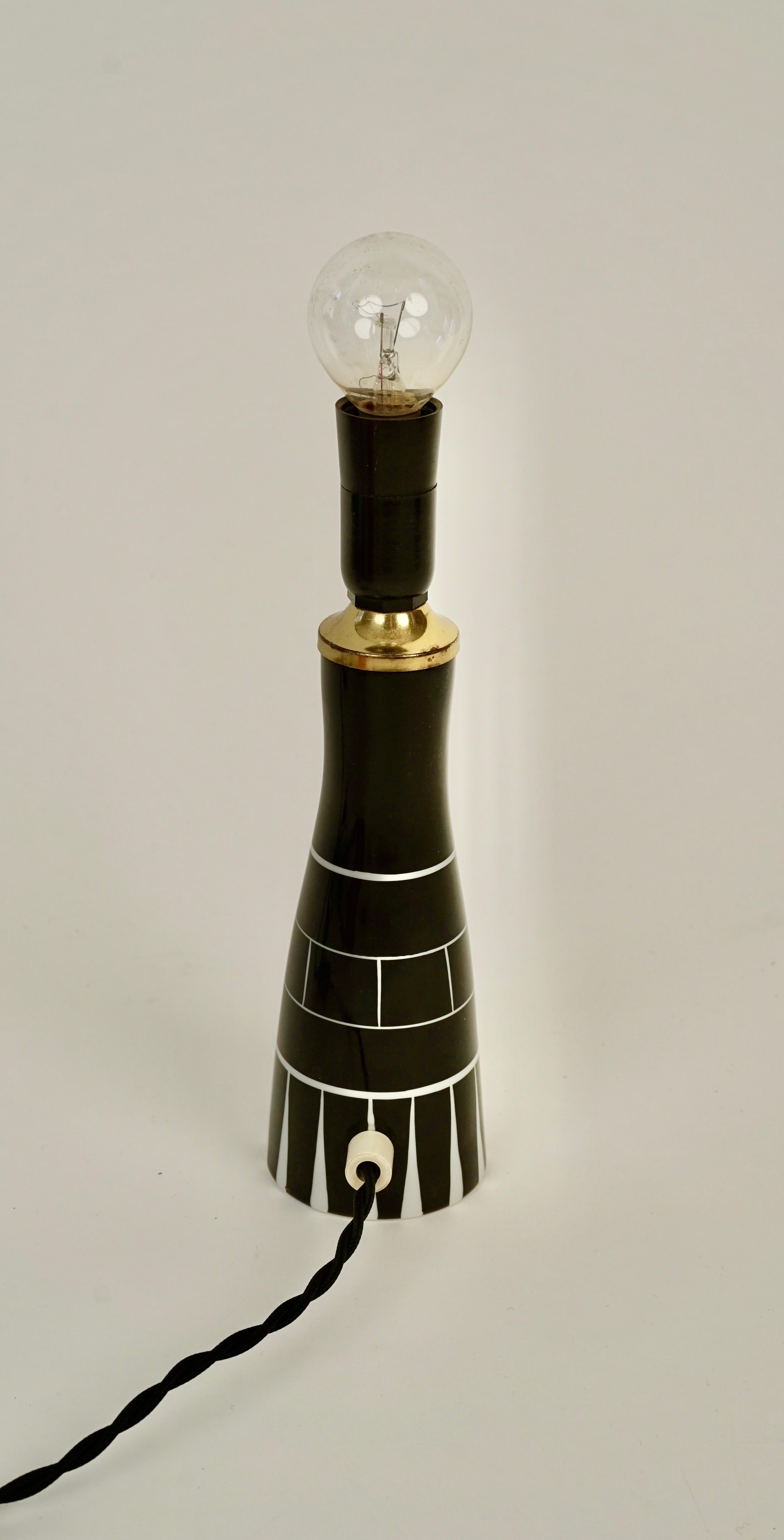 Ceramic Midcentury Table Lamp from Royal Dux with Red Silk Shade For Sale