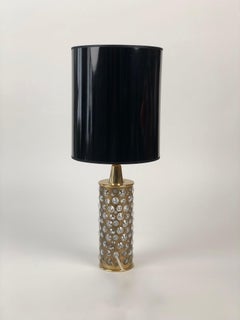Midcentury Table Lamp from Rupert Nikoll, Patinated Brass and Glass