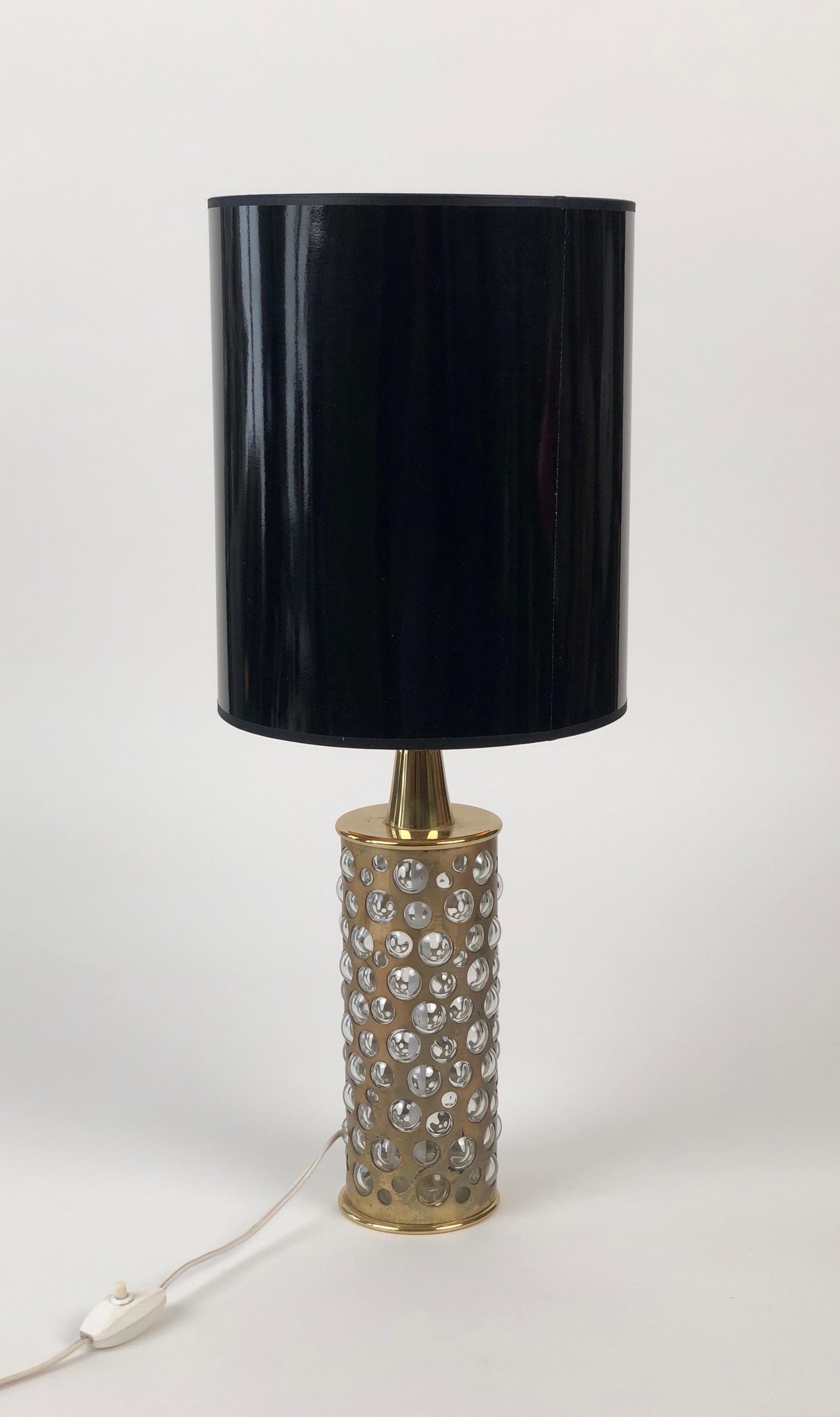 Mid-Century Modern Midcentury Table Lamp from Rupert Nikoll, Patinated Brass and Glass For Sale