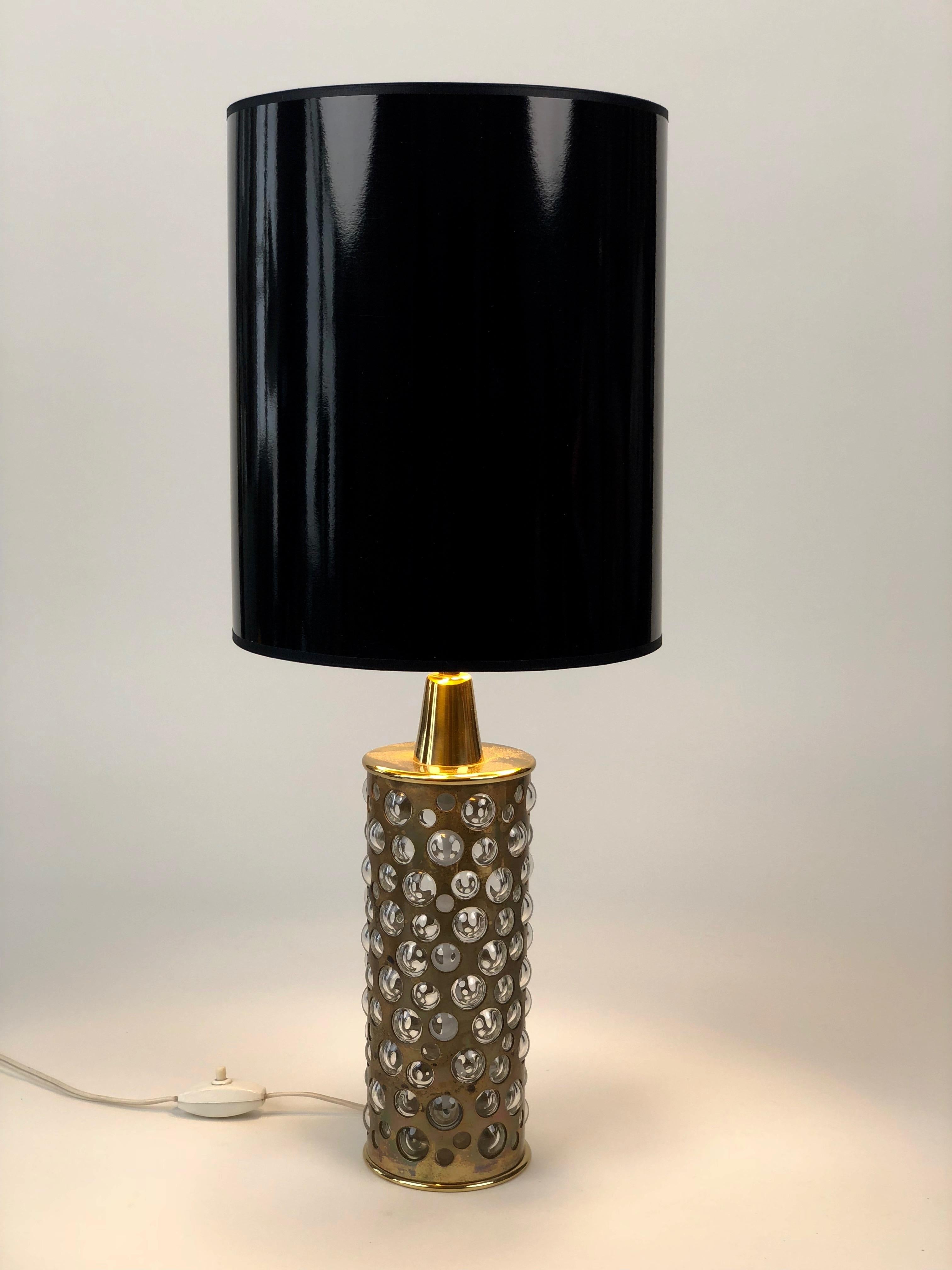 Austrian Midcentury Table Lamp from Rupert Nikoll, Patinated Brass and Glass For Sale