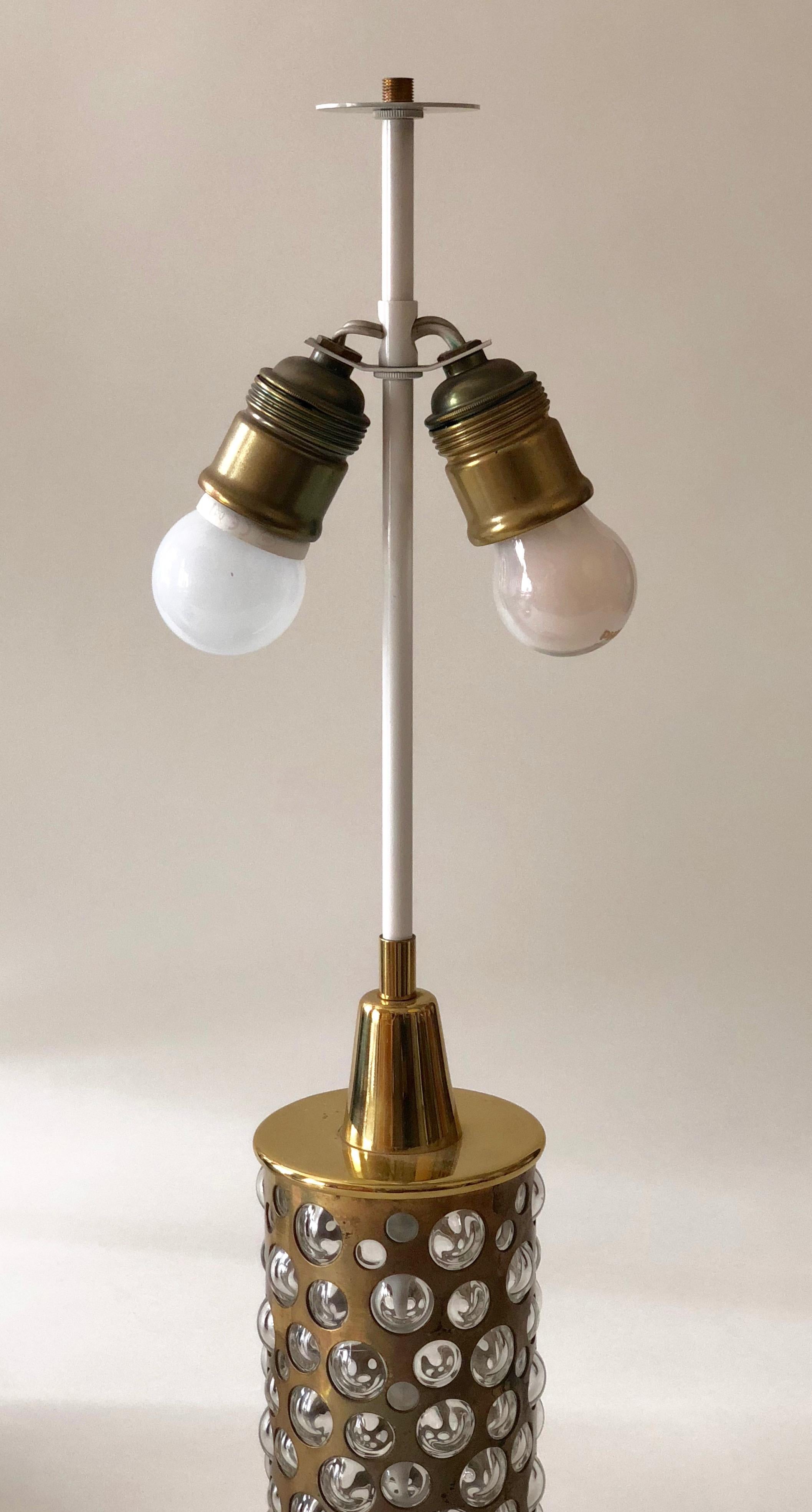 Midcentury Table Lamp from Rupert Nikoll, Patinated Brass and Glass For Sale 3