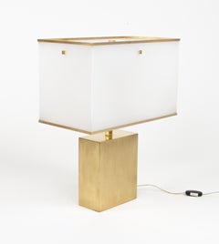 Midcentury Table Lamp in Brass and Acrylic Romeo Rega Style, Italy 1970s