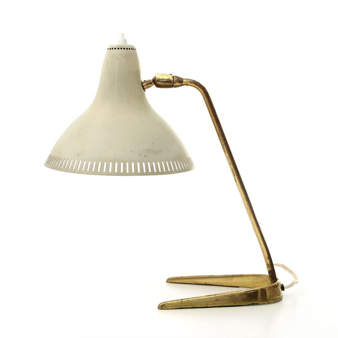 Midcentury Table Lamp in Brass and Aluminium, 1950s In Good Condition In Savona, IT