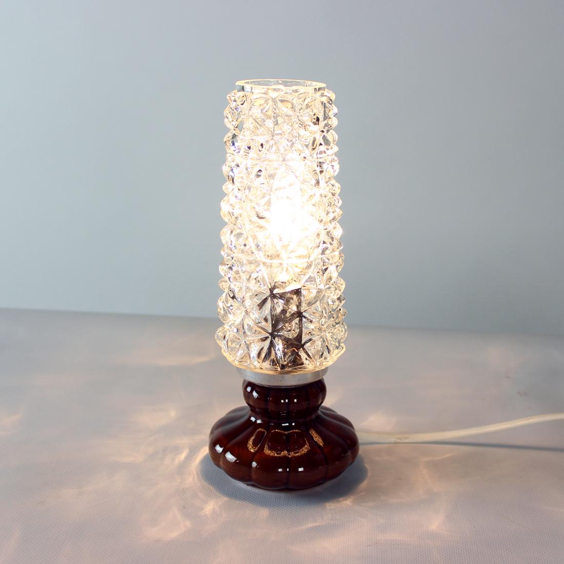 Midcentury Table Lamp In Ceramic & Glass, Czechoslovakia 1960s For Sale 1