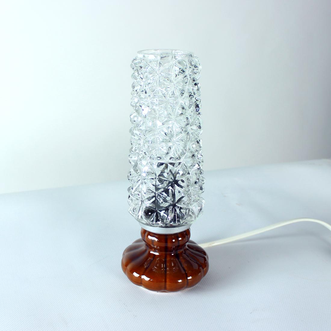 Midcentury Table Lamp In Ceramic & Glass, Czechoslovakia 1960s For Sale 4